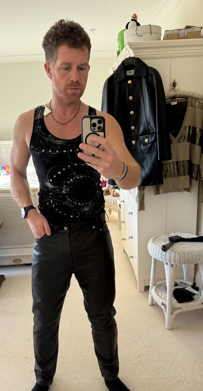 Saint Laurent Paris SS20 Saint Laurent black silver glitter vest tank top L BNWT Size US L / EU 52-54 / 3 - 2 Thumbnail