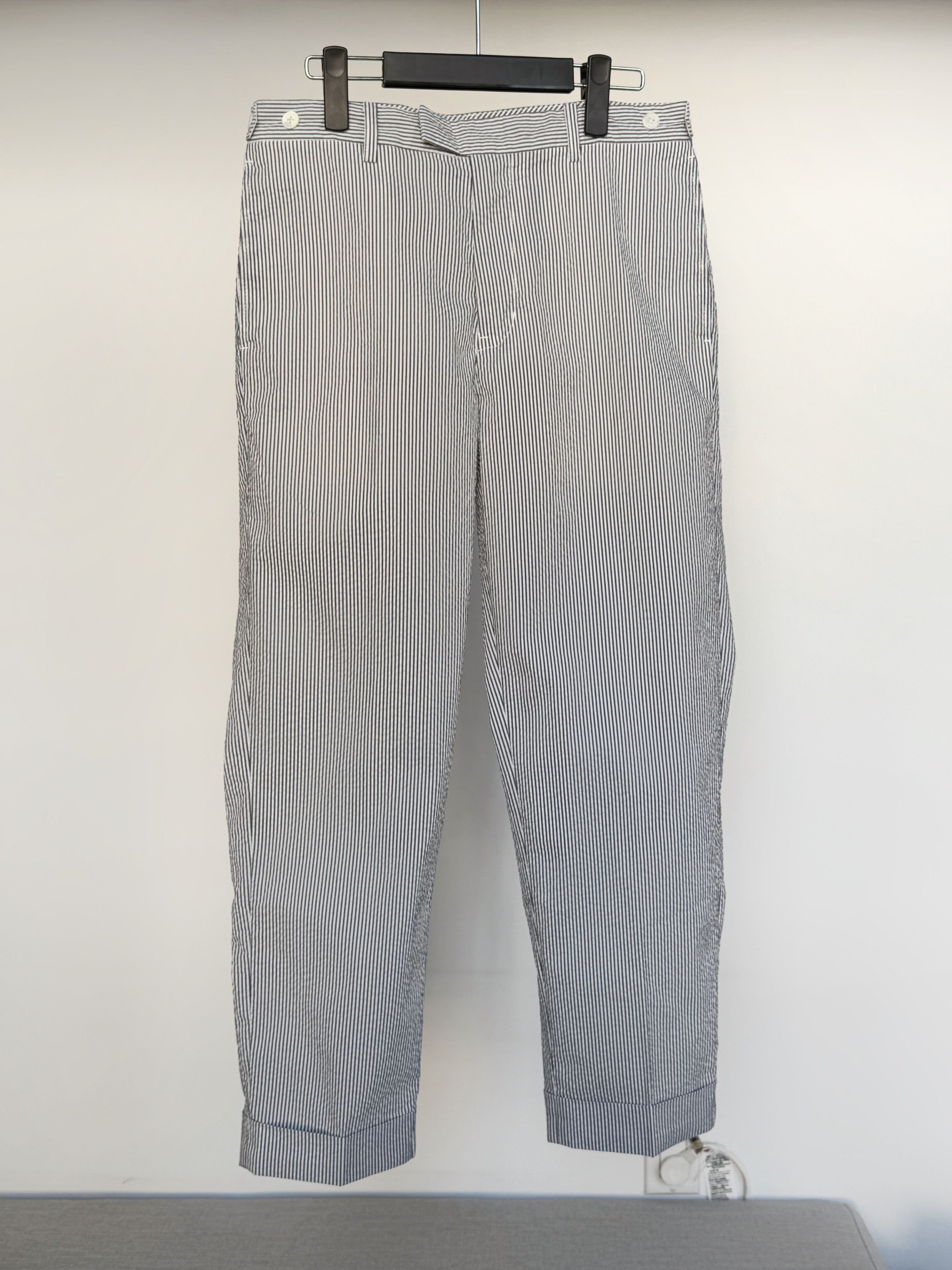 Beams Plus Cropped Striped Seersucker Trousers Size US 32 / EU 48 - 1 Thumbnail