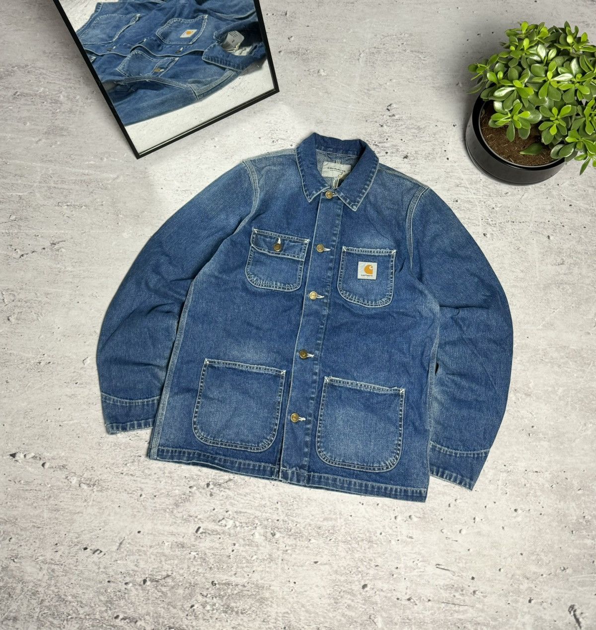 00s Carhartt Denim Michigan Coat Jeans Jacket Y2K