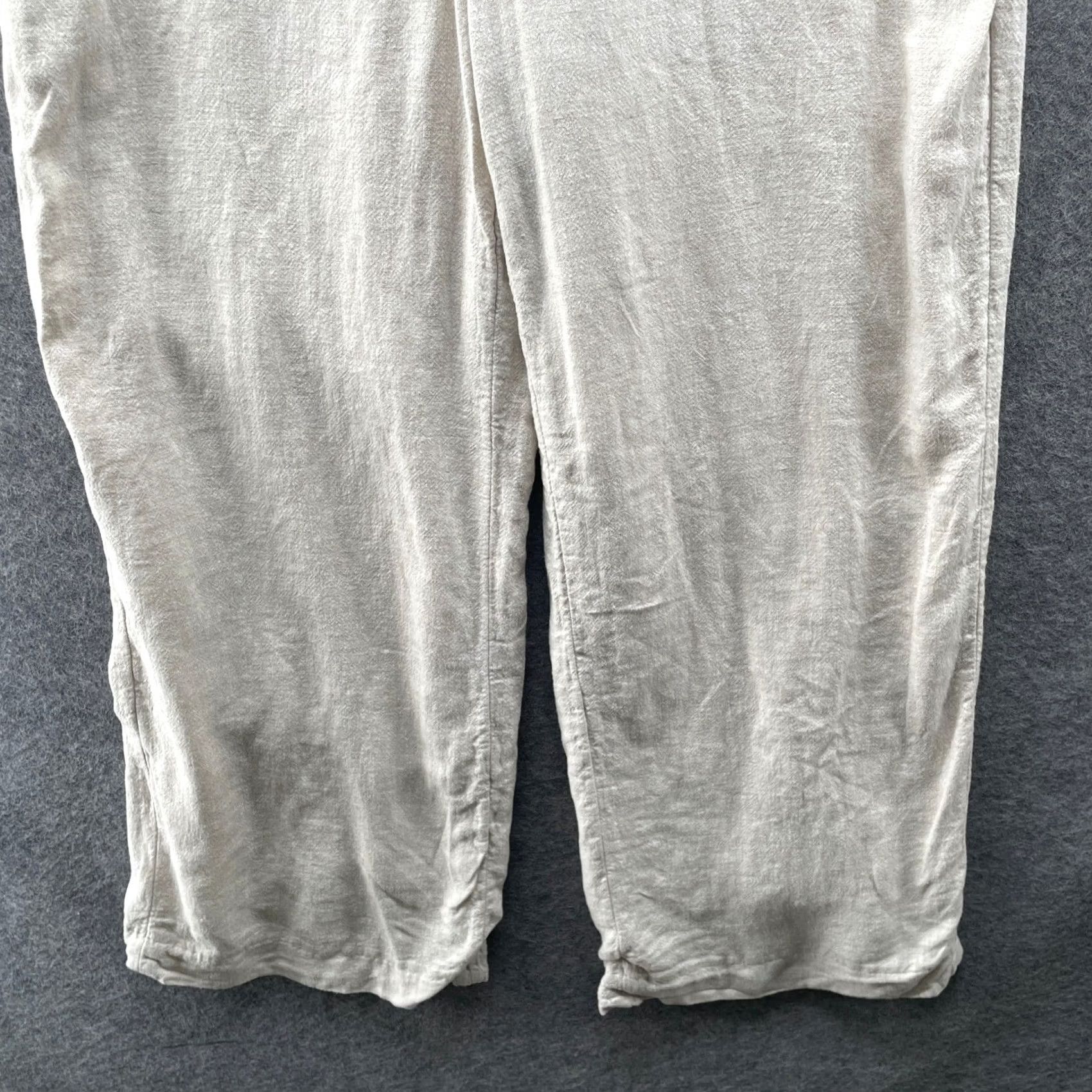 Abercrombie & Fitch Abercrombie & Fitch Curve Wide Leg Linen Blend Dress Pants Womens 30 Beige Wide-Leg Front Pockets Stretch Comfortable High Rise Review: 10 / 20 Size 30" / US 8 / IT 44 - 4 Thumbnail