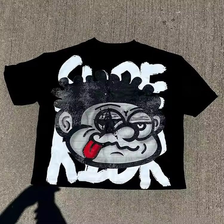 Japanese Brand Big Injured Face Graphic Print Cotton T-Shirt Size US XL / EU 56 / 4 - 3 Thumbnail