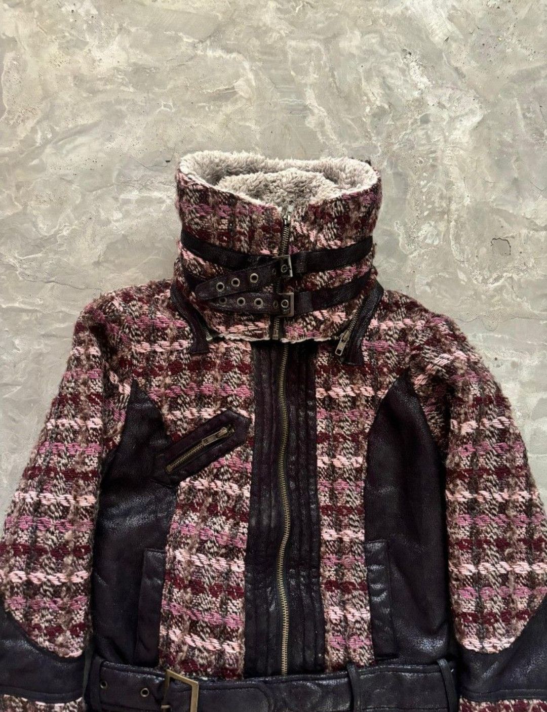 Le Grande Bleu (L.G.B.) DESIGUAL Women's Coat EU36 Wool Faux Fur Shearling Tweed Size XS / US 0-2 / IT 36-38 - 2 Thumbnail