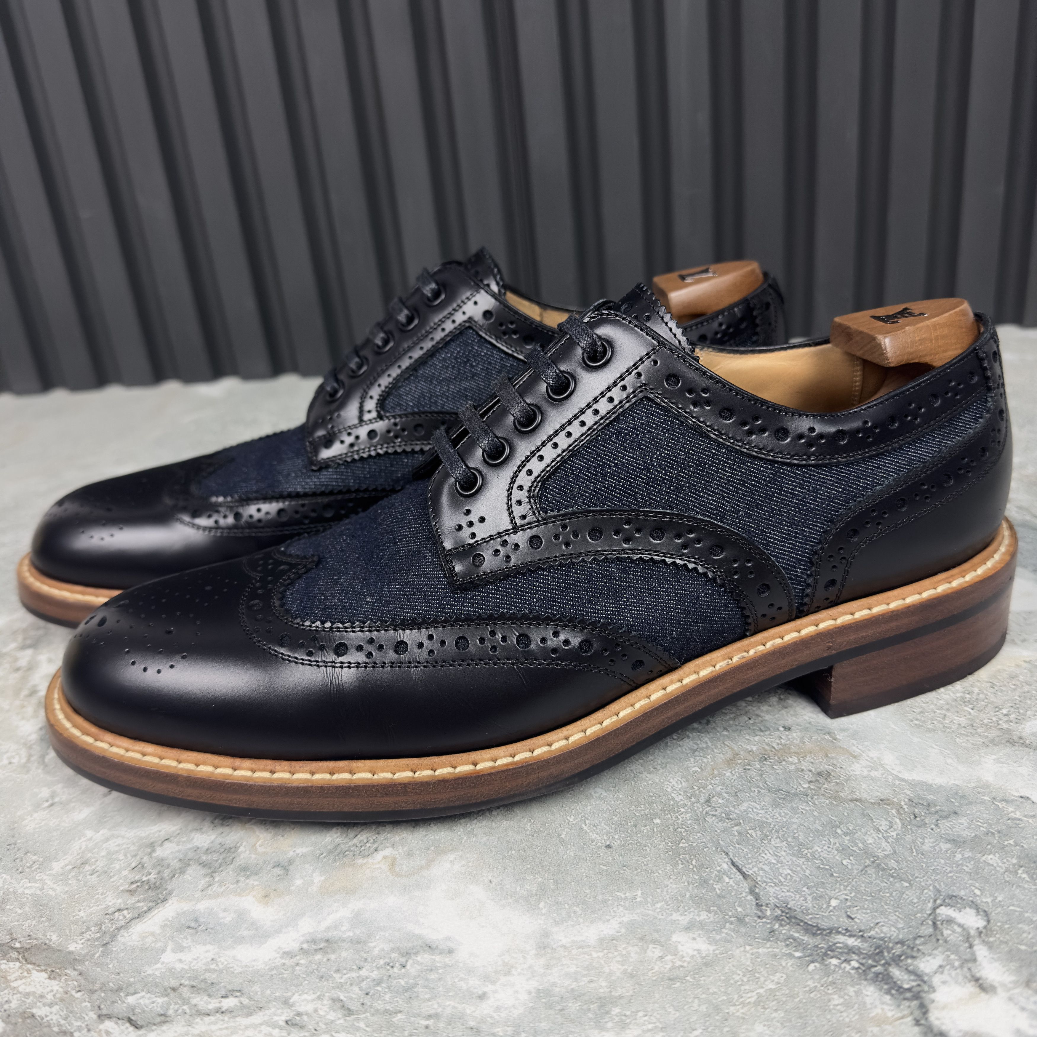 Louis Vuitton Voltaire Wingtip Derby Denim Leather