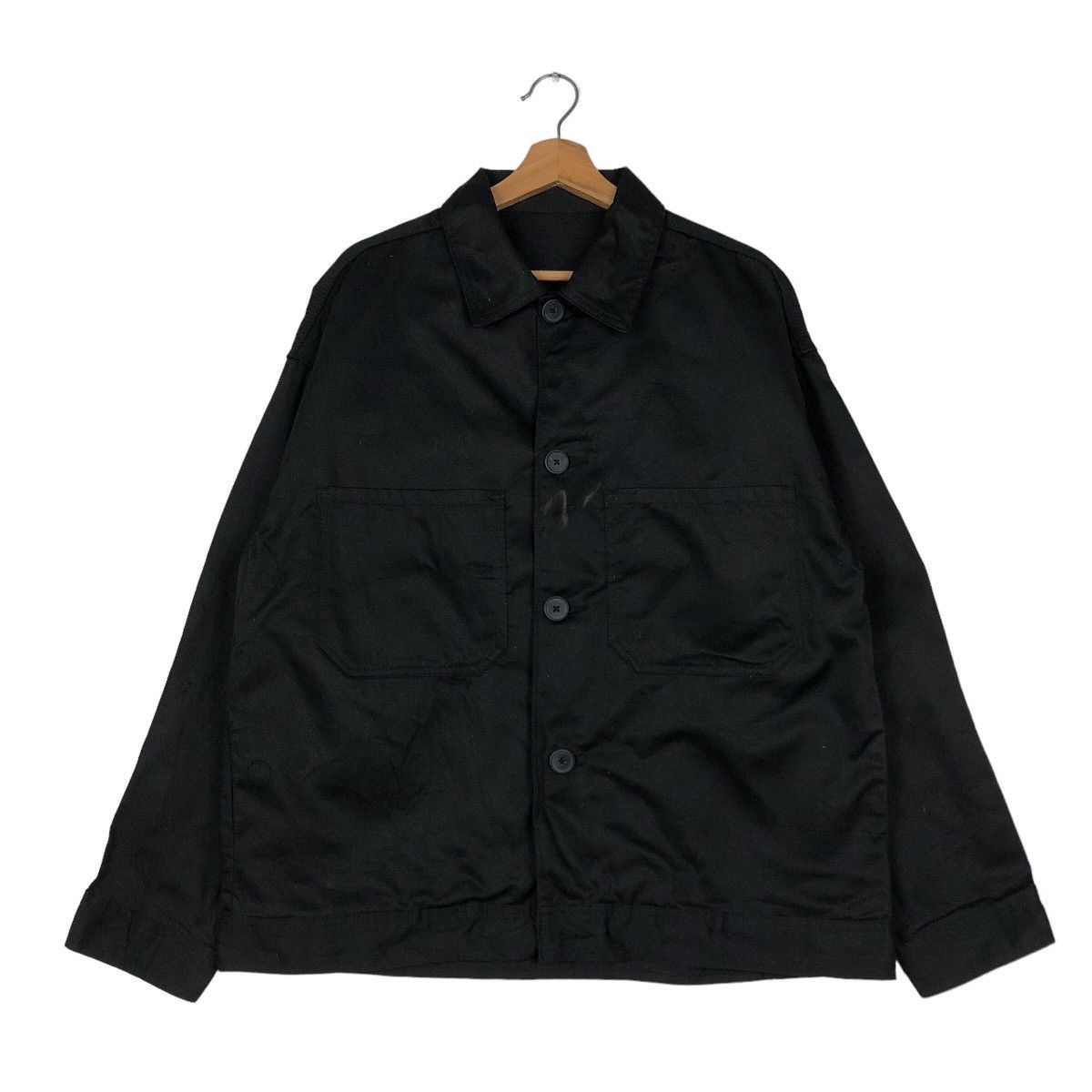 Japanese Brand 🔥Rich Black Vintage Chore Jacket Gu Japan Issey Miyake Size US L / EU 52-54 / 3 - 1 Thumbnail