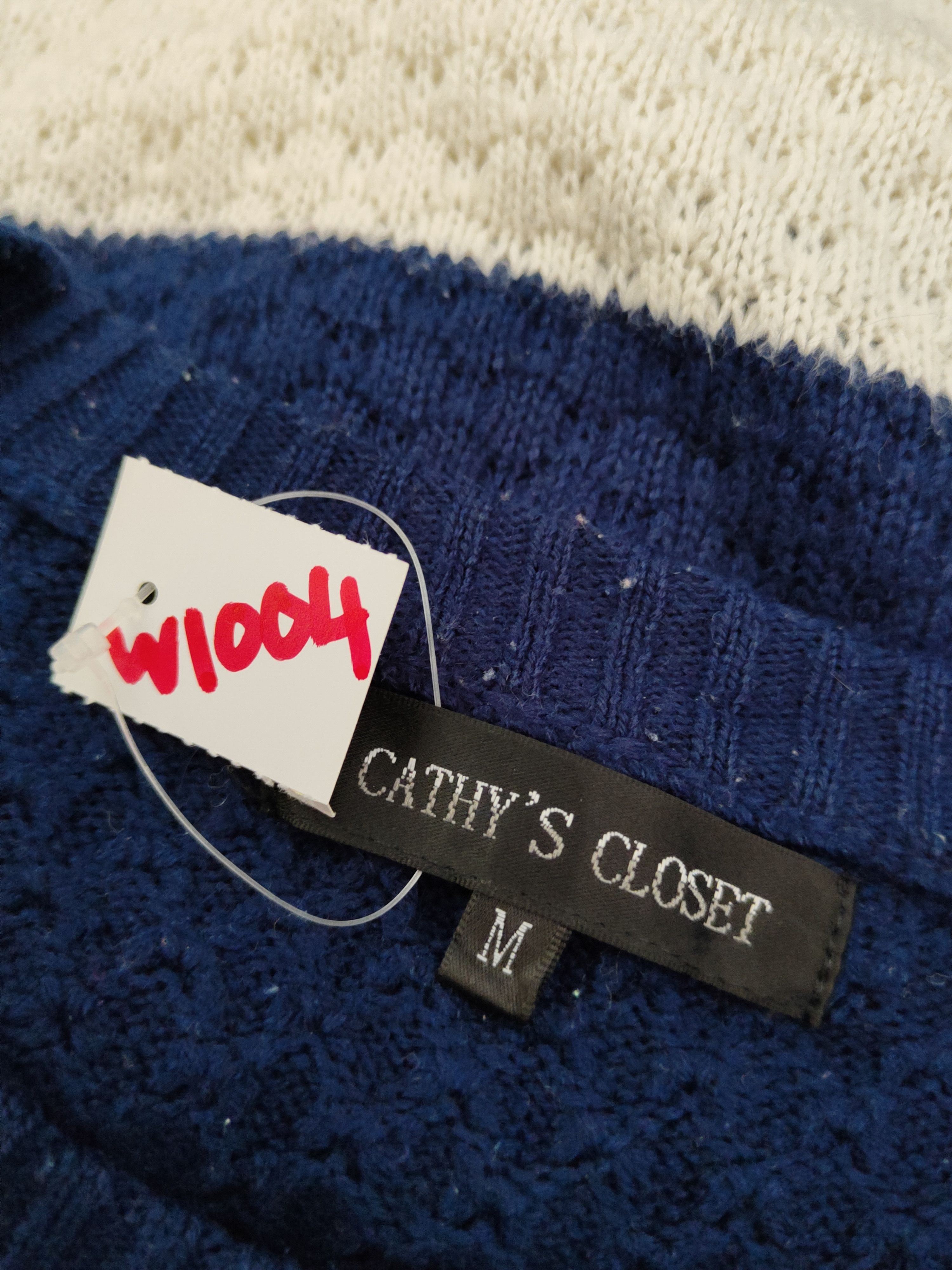 Homespun Knitwear Cathy's Closet Navy Cream Stripe Knitwear Sweatshirts#W 1004 Size US M / EU 48-50 / 2 - 11 Thumbnail