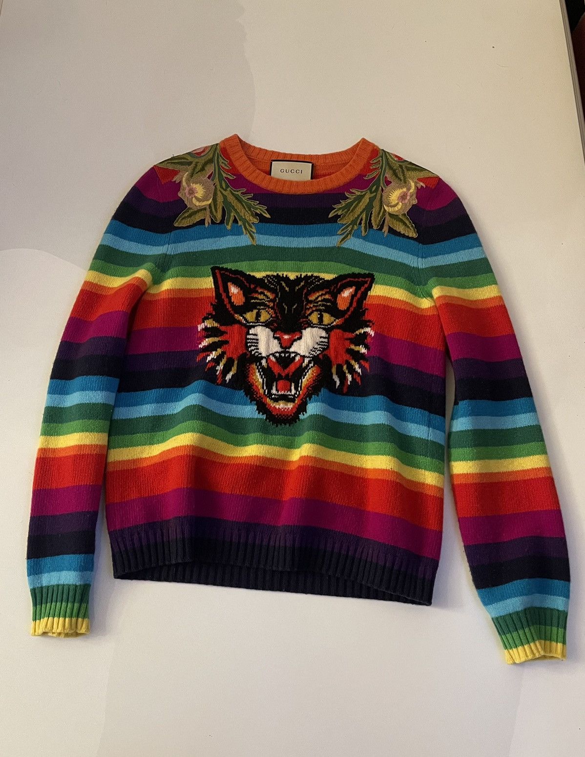 Gucci Gucci Angry Cat Rainbow Pullover Size US L / EU 52-54 / 3 - 1 Thumbnail