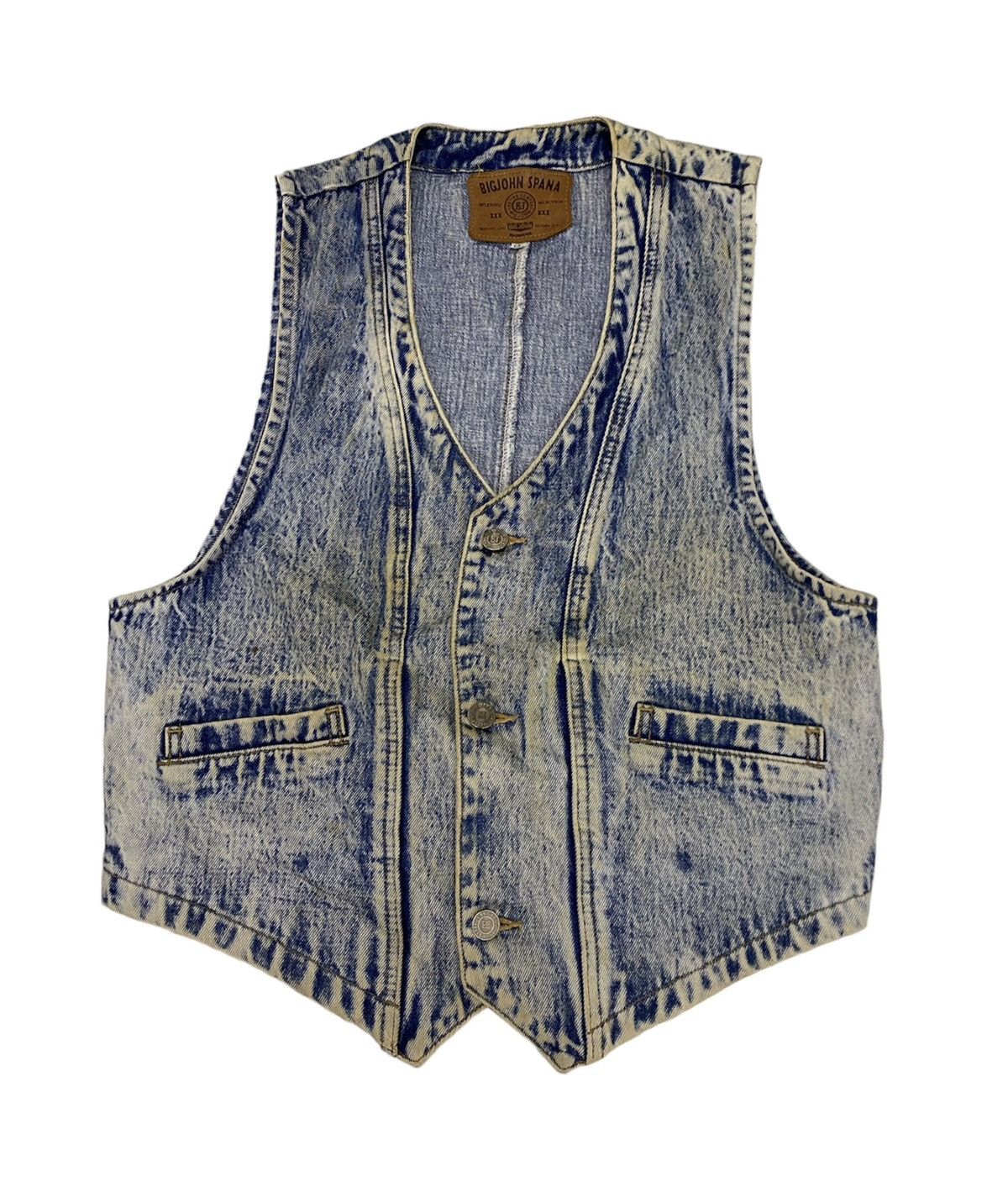image of Vintage Big John Spana Vest Denim Distressed in Navy Blue, Men's (Size Large)