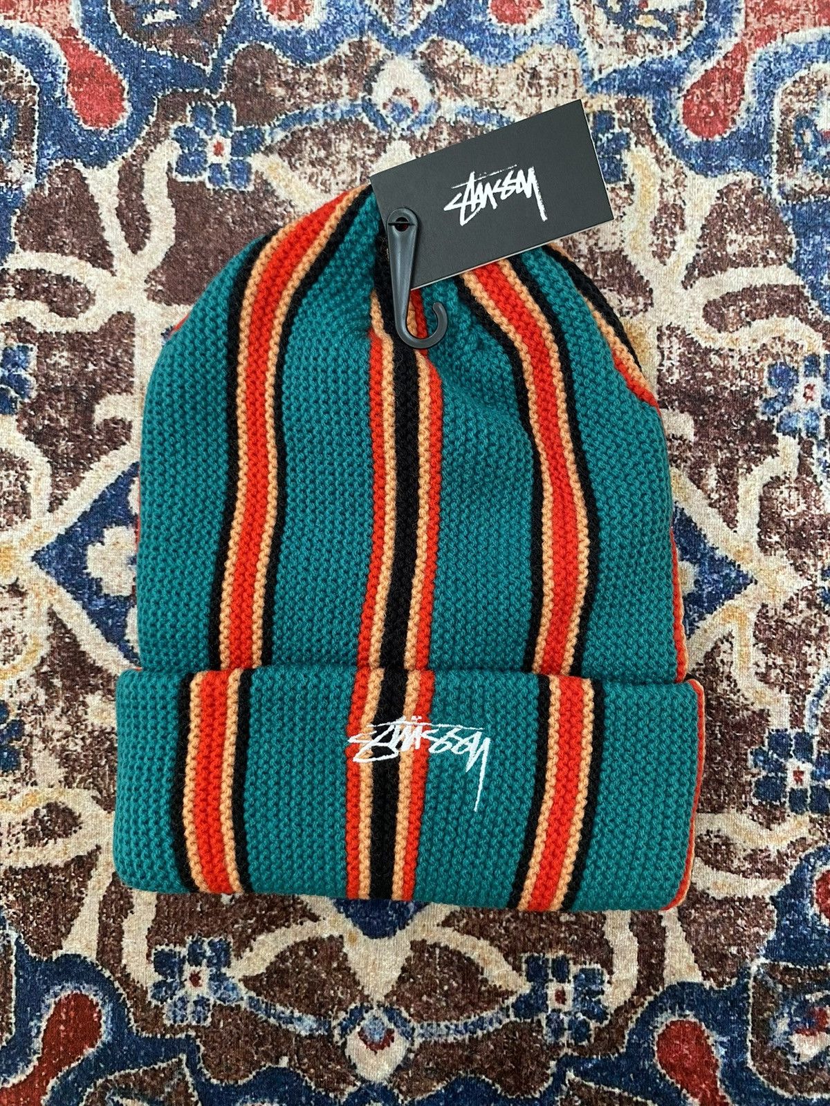 Stussy Stussy Vertical Stripe Beanie - Teal Size ONE SIZE - 1 Thumbnail