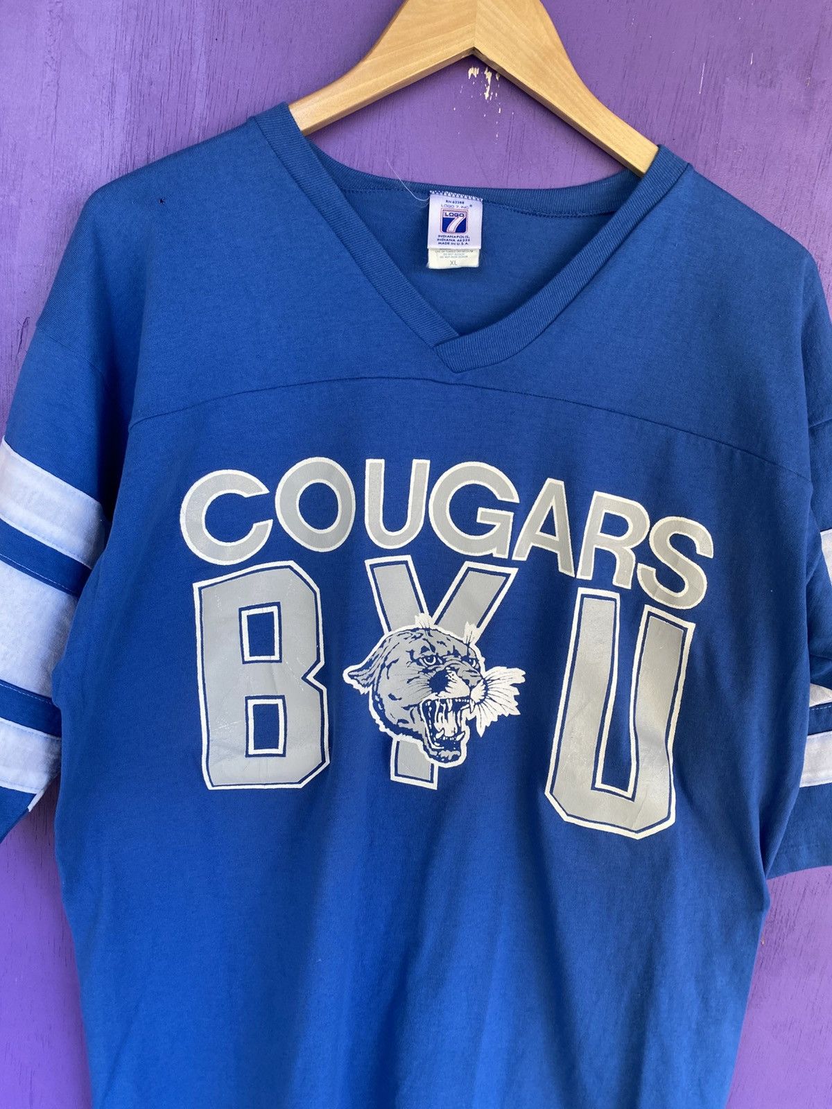 Logo 7 Vintage 90s Logo 7 BYU cougars jersey shirt Size US XL / EU 56 / 4 - 3 Thumbnail