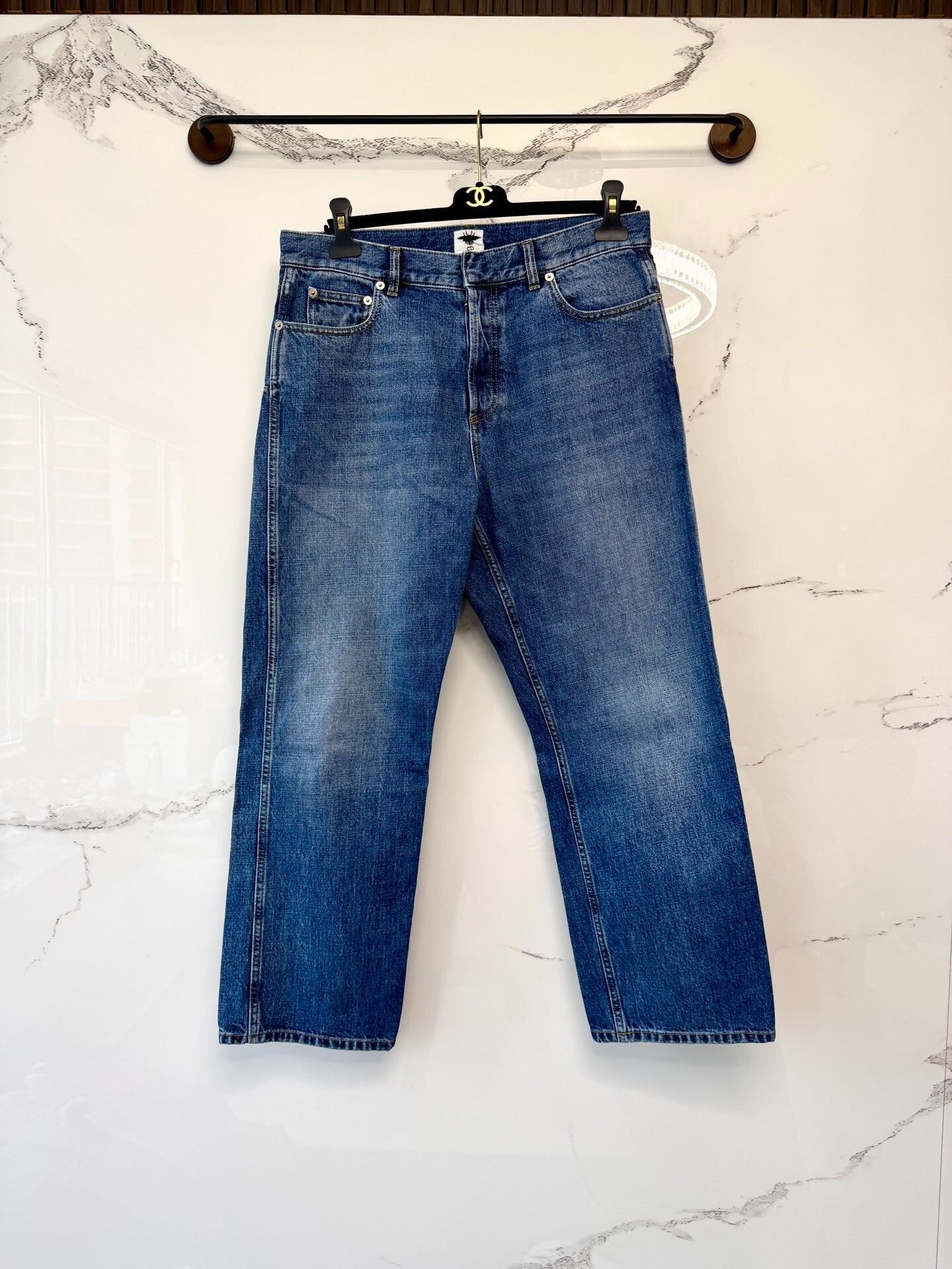 Dior Dior Dark Blue Leather Patch Straight Jeans Size US 26 / EU 42 - 1 Thumbnail