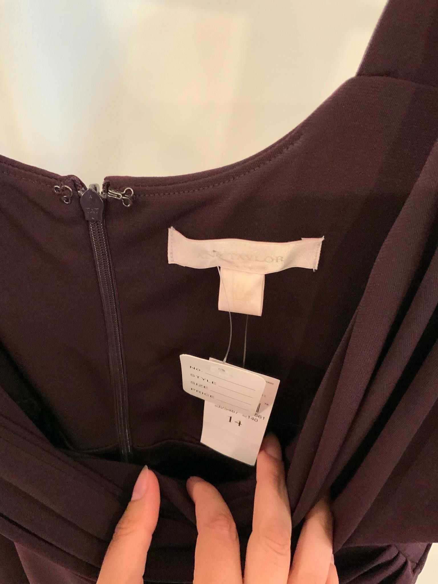 Ann Taylor Elegant Dark Purple Dress - Size 14 by Taylor Size XL / US 12-14 / IT 48-50 - 6 Thumbnail