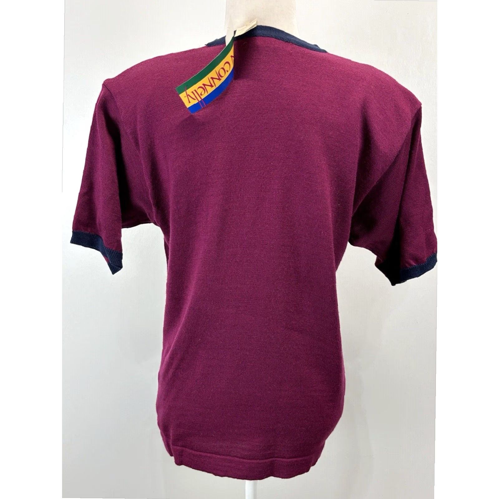 Vintage VINTAGE Bryn Connelly Women's Short Sleeve Knit Sweater Medium Berry Shoulder Pads 90s Classic Winter Size M / US 6-8 / IT 42-44 - 3 Thumbnail