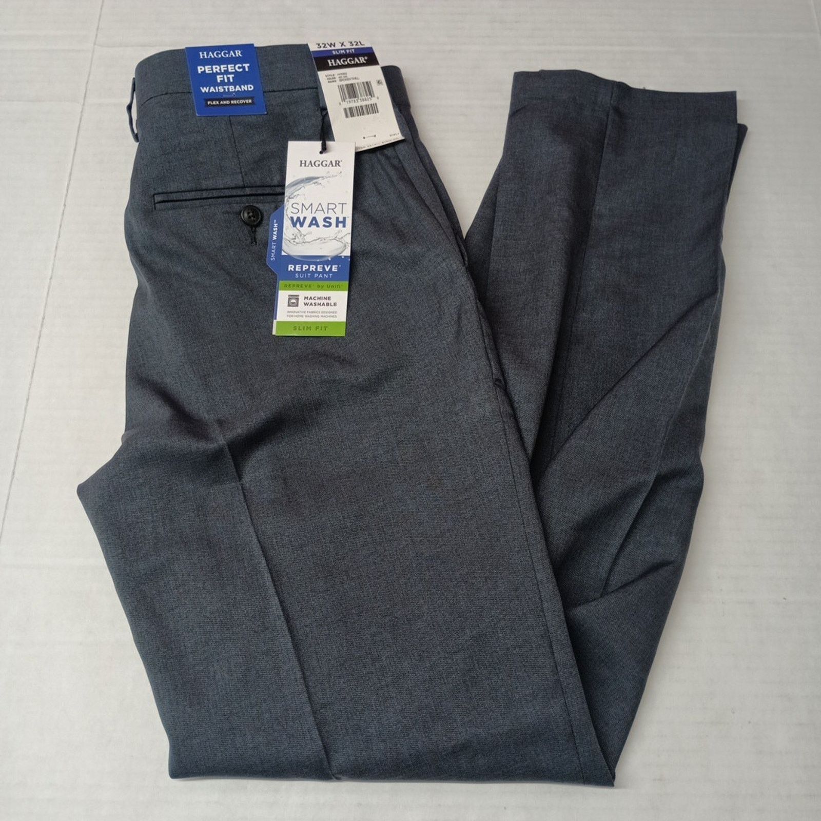 Haggar Haggar Repreve Slim Fit Dress Pants Men's 32x32 Ink Gray Size US 32 / EU 48 - 1 Thumbnail
