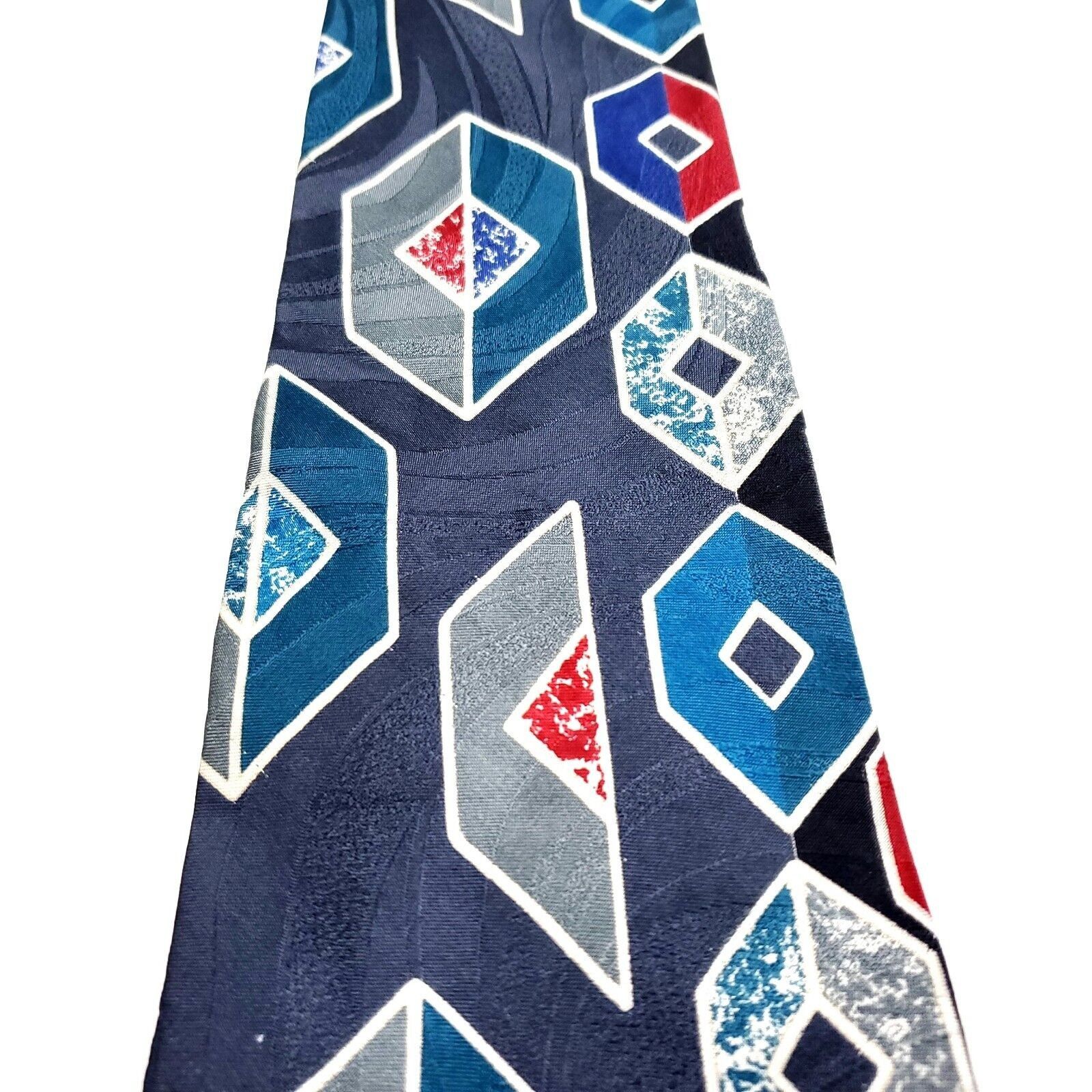 Designer Don Loper Blue Silk Tie Print Abstract Size ONE SIZE - 2 Thumbnail