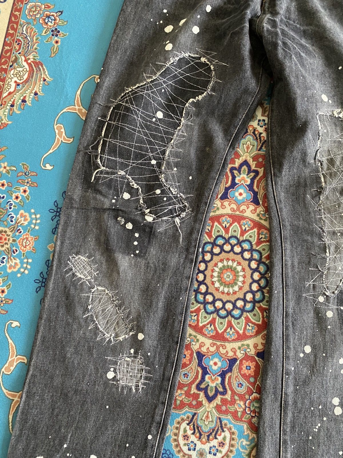 Japanese Brand Japanese Brand Distressed Splatter Patchwork Design Denim Size US 31 - 7 Thumbnail