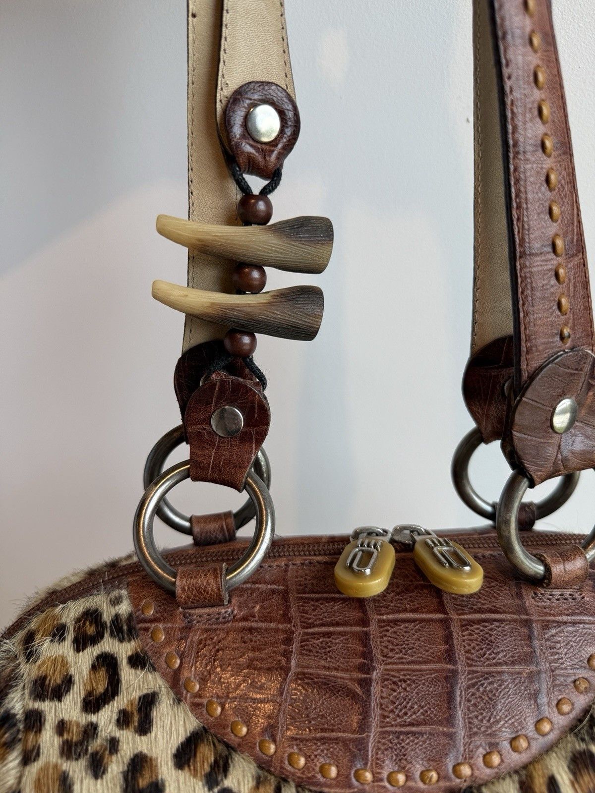 Other Alaluna Leopard Leather Brown Bag Vintage Boho Glam Size ONE SIZE - 12 Thumbnail
