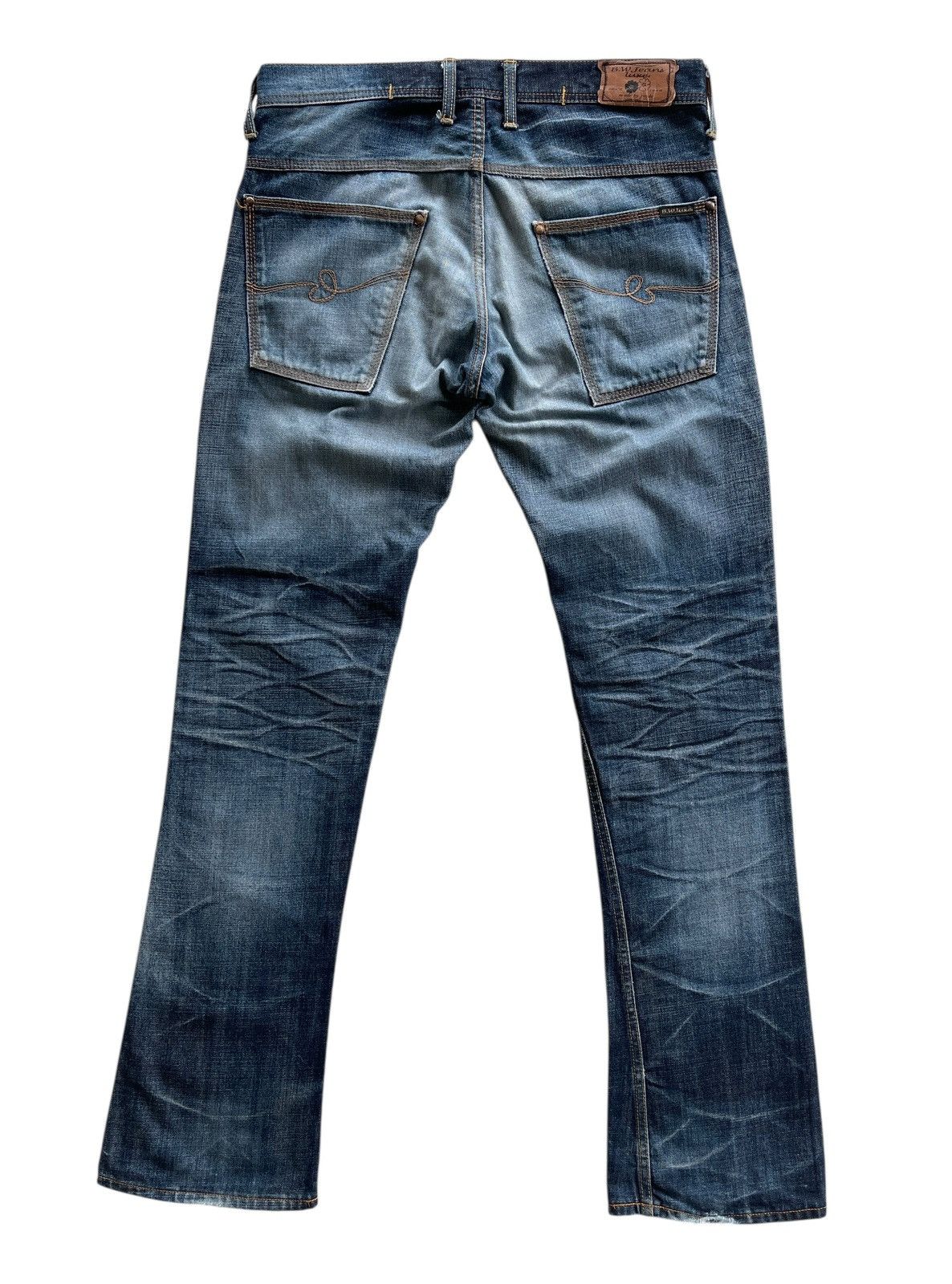 Japanese Brand Vintage Blue Way Distressed Flare Denim Jeans Size US 33 - 2 Thumbnail