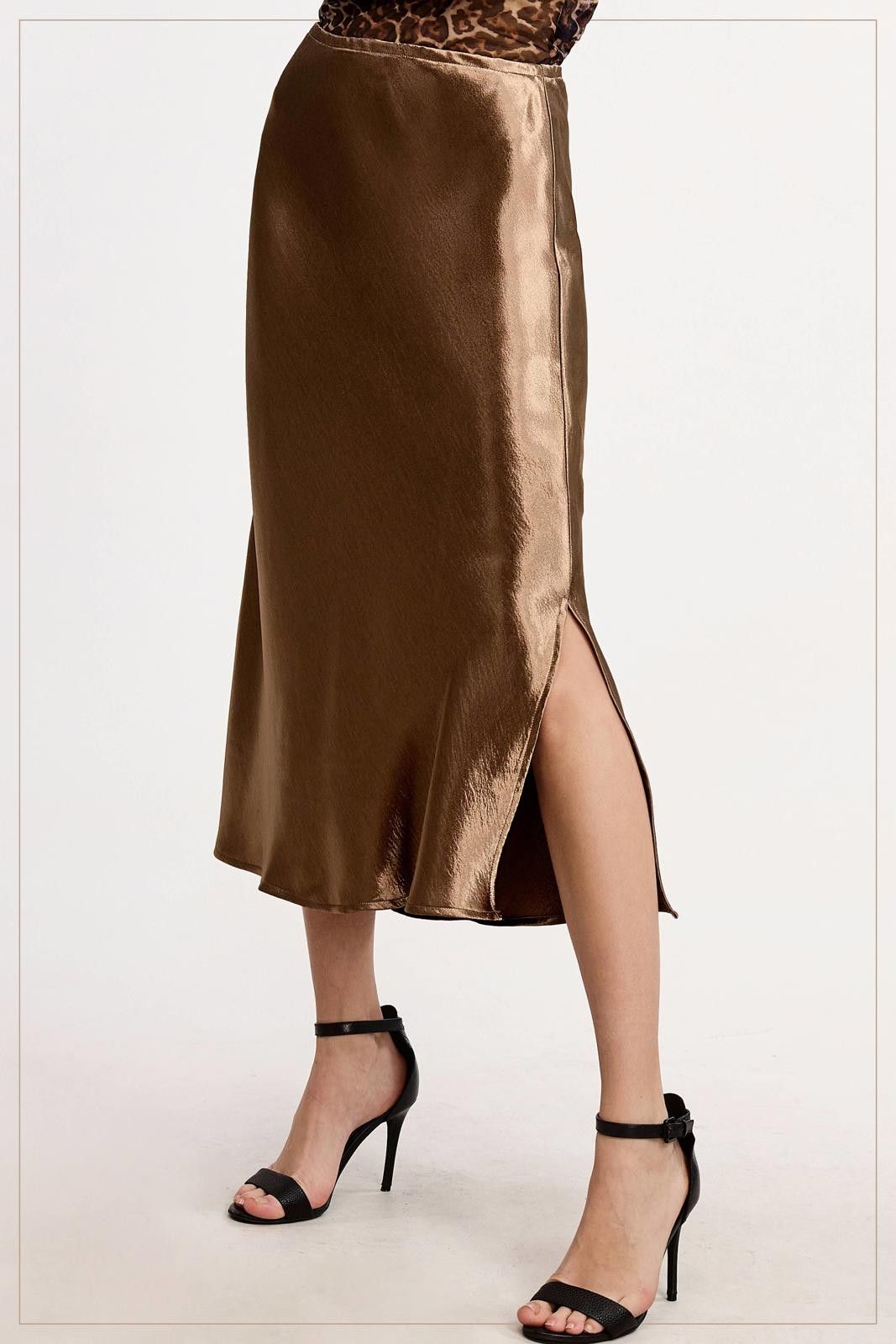 La Milano High-Waisted Midi Length Satin Effect Solid Skirt Size 30" / US 8 / IT 44 - 2 Thumbnail