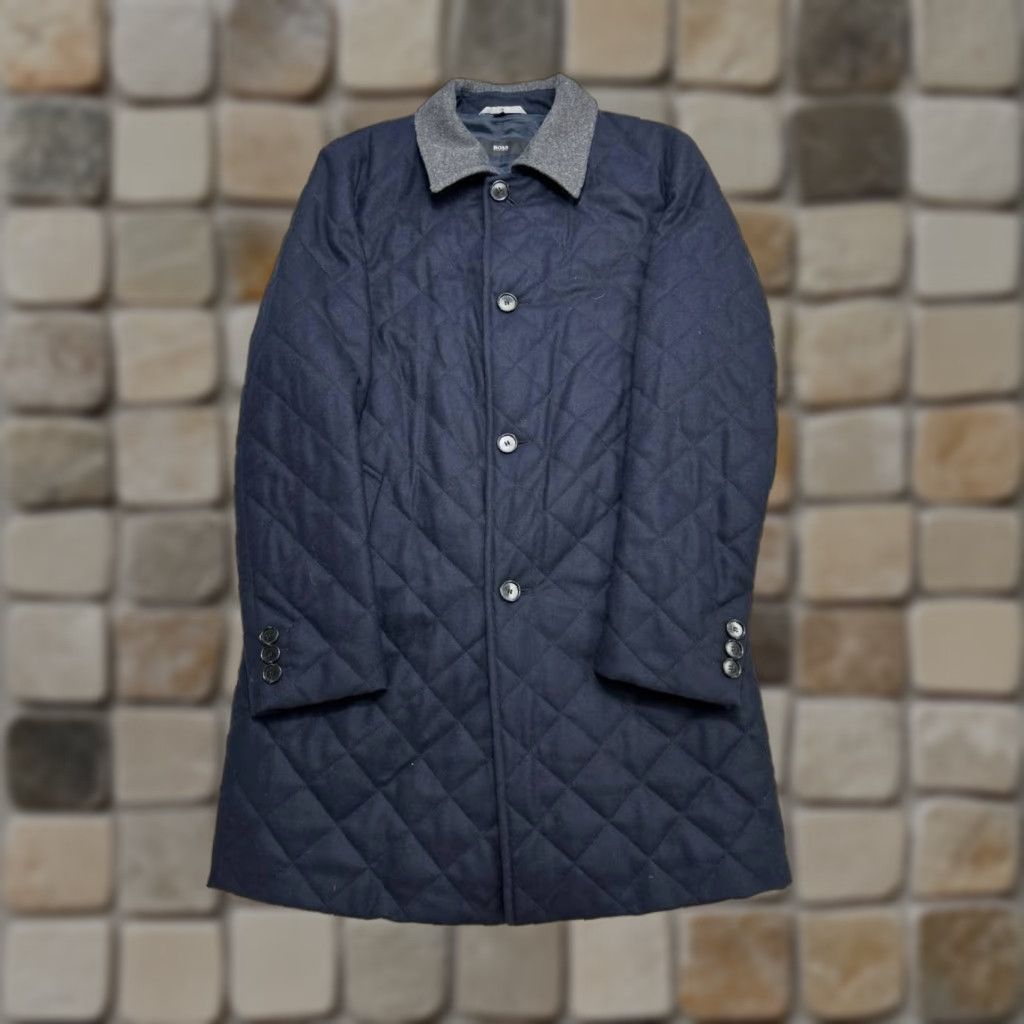 Hugo Boss HUGO BOSS Overcoat Mens 40 R Blue Wool Quilted Long Coat Winter Fall Business Casual Regular Insulation Wool Pattern Solid Jacket/Coat Stripes? Size US XXS / EU 40 - 1 Thumbnail
