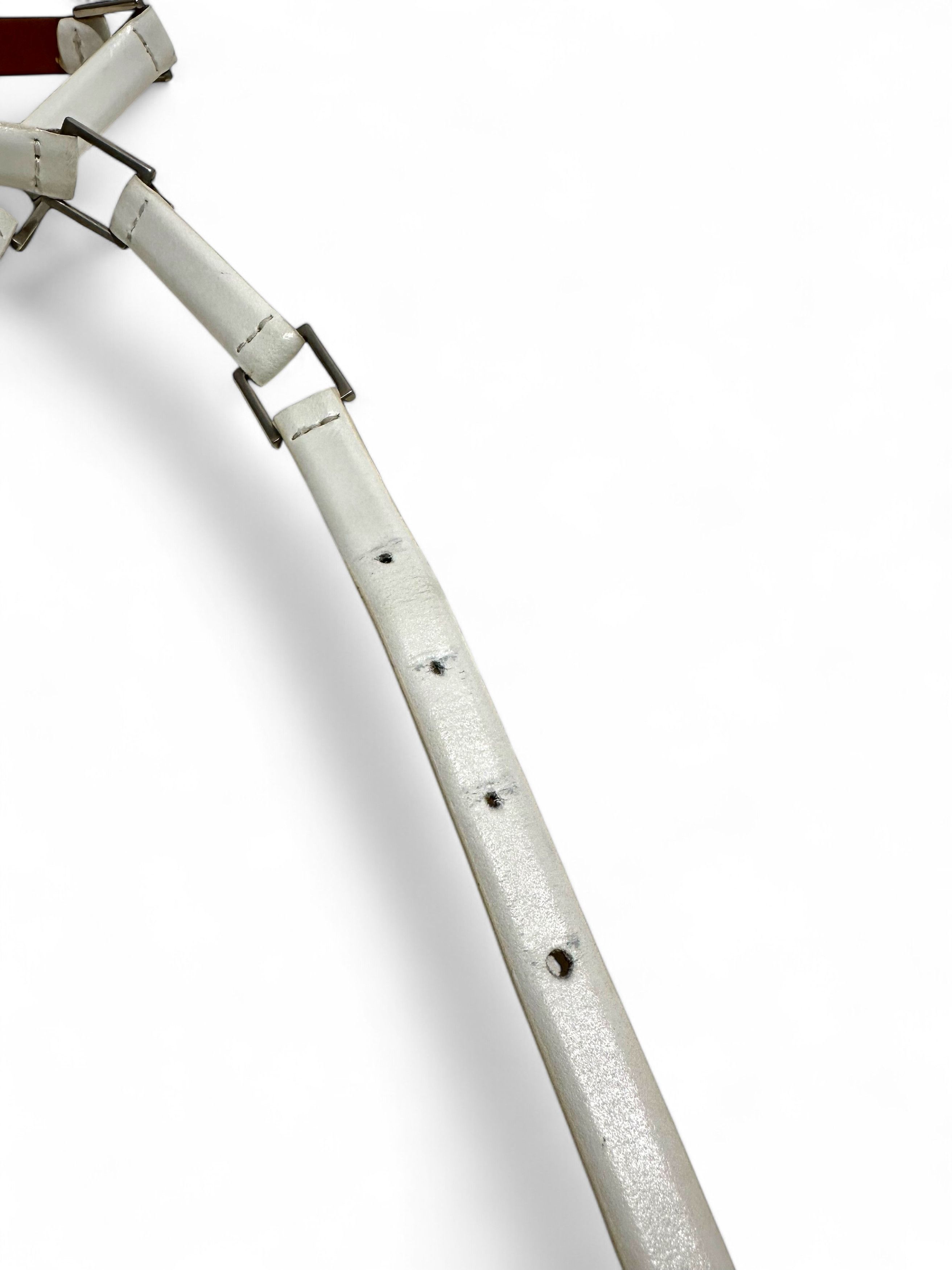 Max Mara × Vintage Vintage Max Mara White Leather Belt Made in Italy (M) Size ONE SIZE - 4 Thumbnail