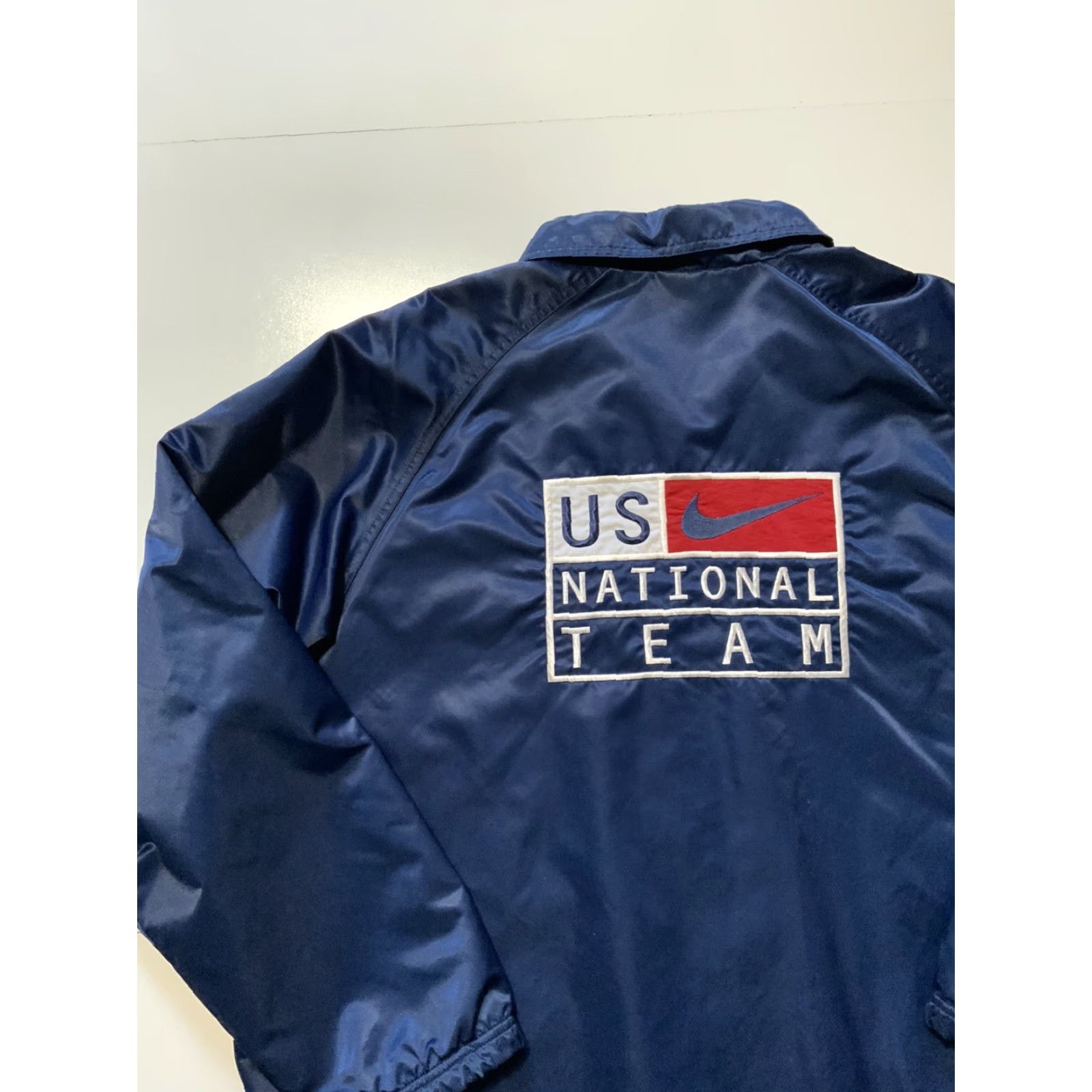 Vintage VTG 90s Nike Swoosh Team USA US United States National Team Embroidered Satin Jacket Sz. L Size US L / EU 52-54 / 3 - 6 Thumbnail