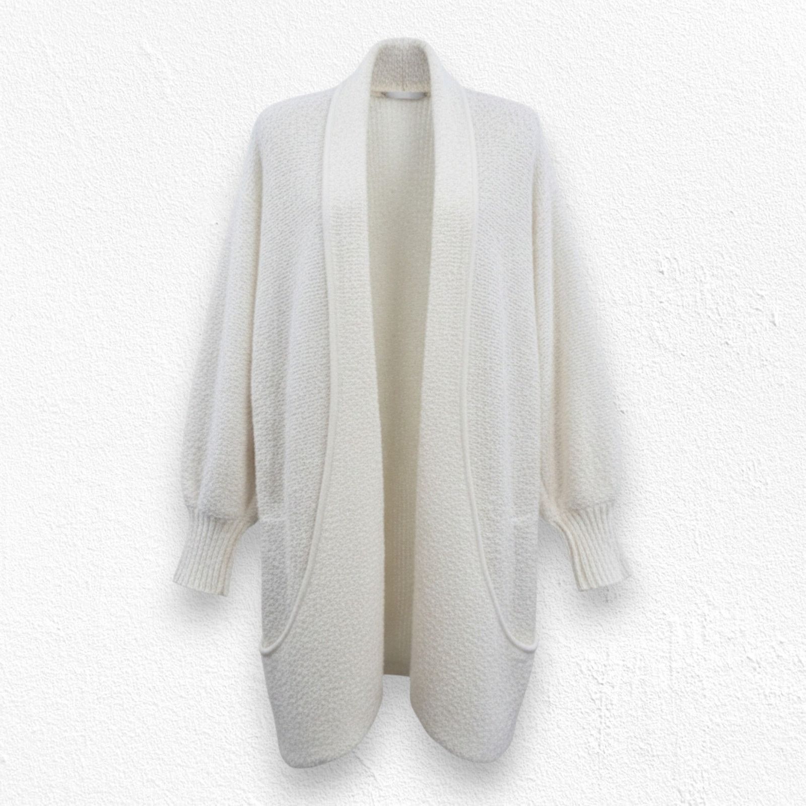 Vintage 90s White Ivory Textured Knit Open Front Cardigan Size 2XL Size XXL / US 16-18 / IT 52-54 - 1 Thumbnail