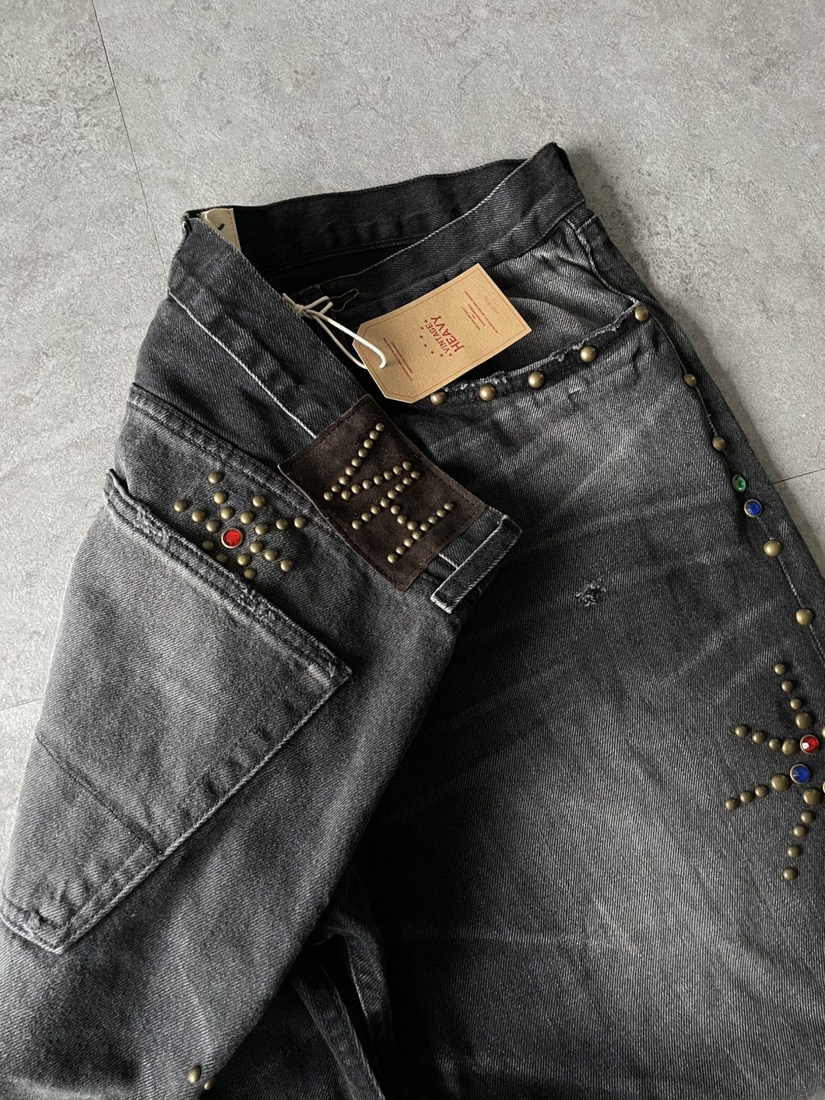Other VINTAGE HEAVY TV LEROY RHINESTONES JAPANESE DENIM JEANS💫 Size US 36 / EU 52 - 4 Thumbnail