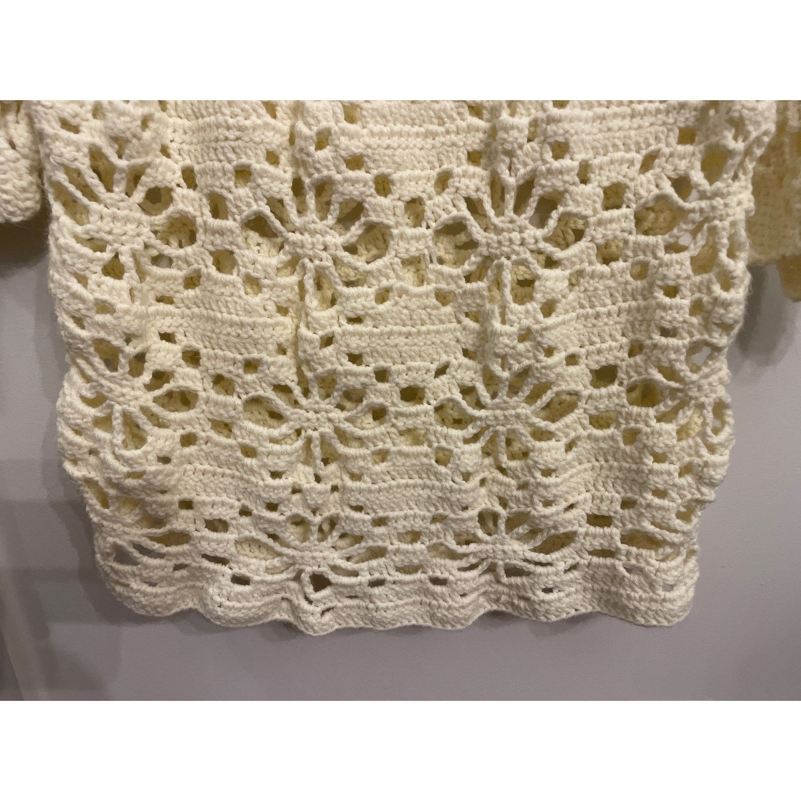 Handmade Handmade Cream Chunky Knit Crochet Sweater Tunic Size ONE SIZE - 5 Thumbnail