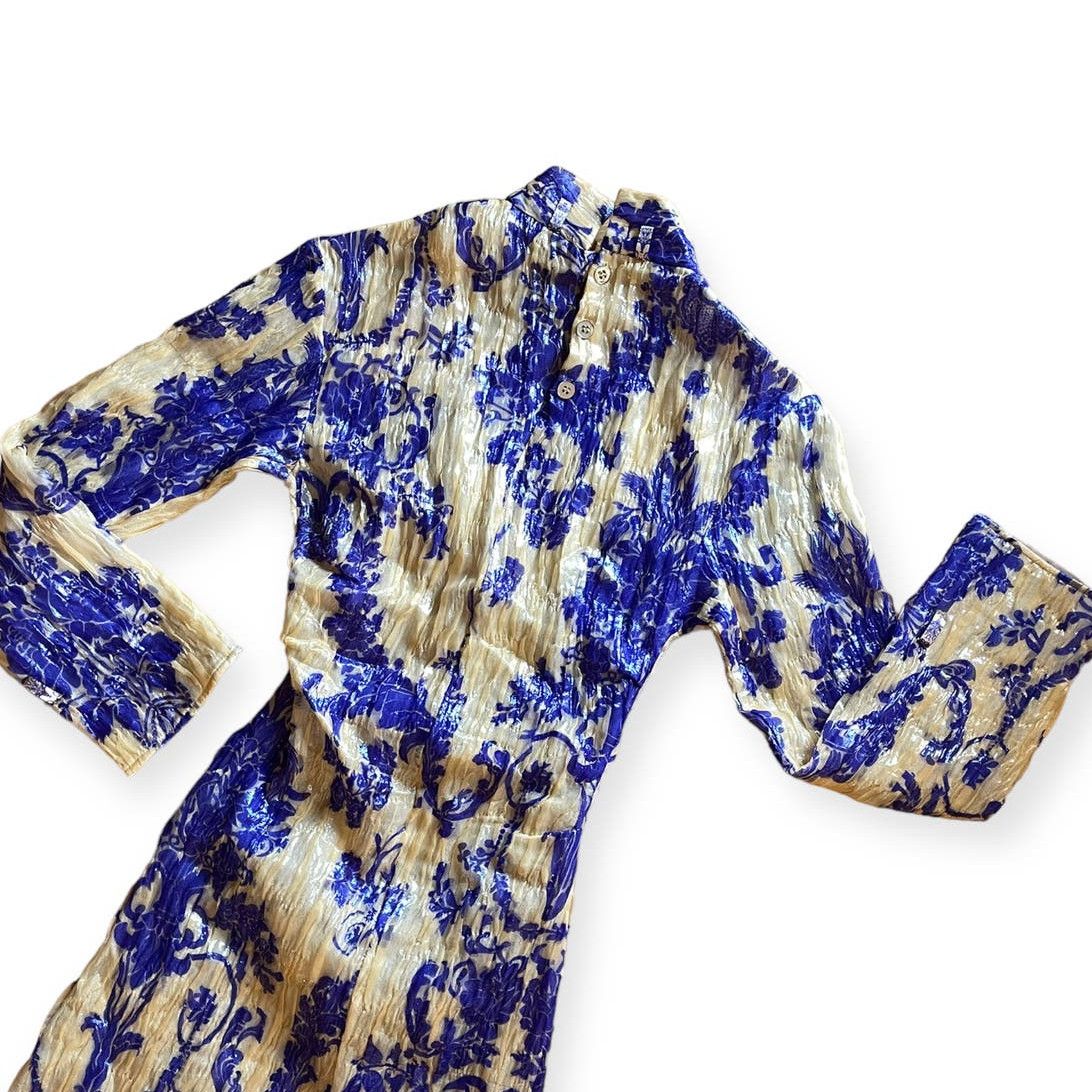 Acne Studios Acne Studios - Deera Floral Silk Dress (Blue Acne Studios Acne Studios - Deera Floral Silk Dress (Blue