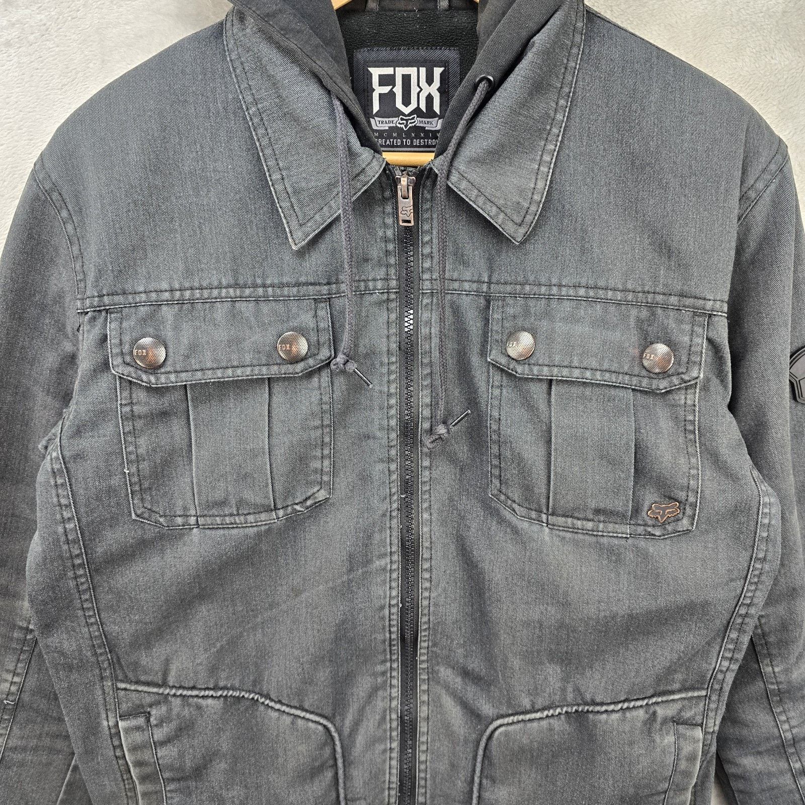 Fox Racing Fox Racing Hooded Jacket Mens Medium Gray Vtg Y2K Motocross Size US M / EU 48-50 / 2 - 3 Thumbnail