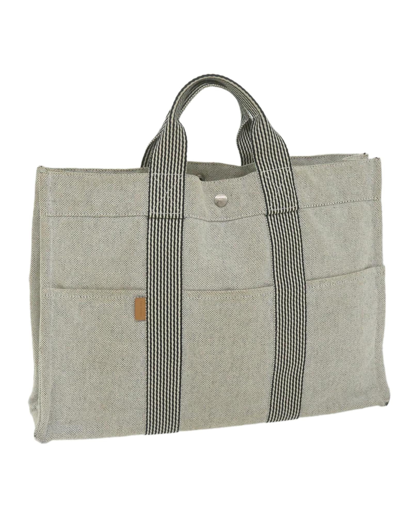 image of Hermes Canvas Hand Bag With Minimalist Design in Grey, Women's