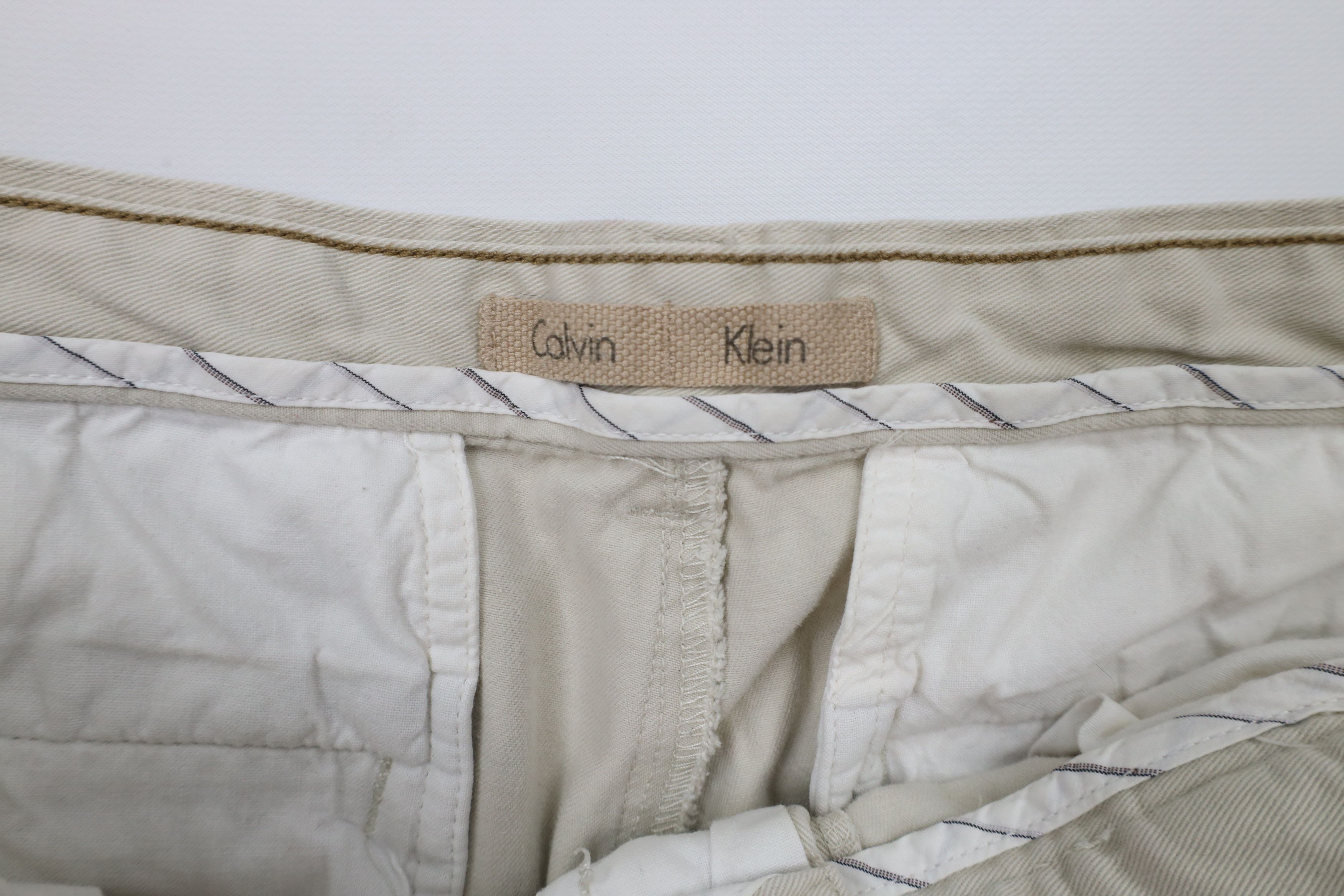 Calvin Klein × Vintage Vintage 90s Calvin Klein Spell Out Wide Leg Pants Beige Size US 34 / EU 50 - 8 Thumbnail