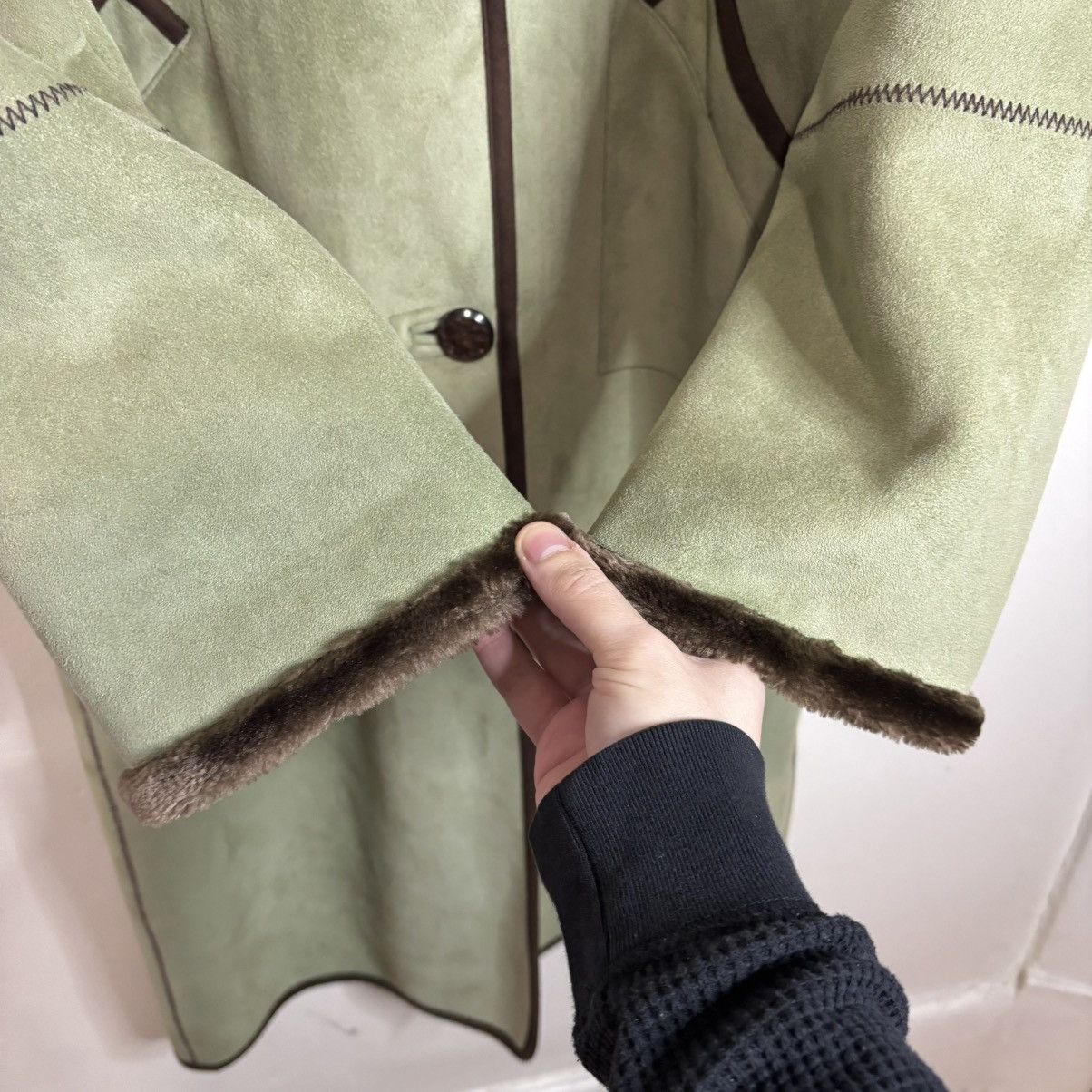 Other Vintage Light Green Fox Trim Hooded Long Coat Jacket - S Size US S / EU 44-46 / 1 - 3 Thumbnail