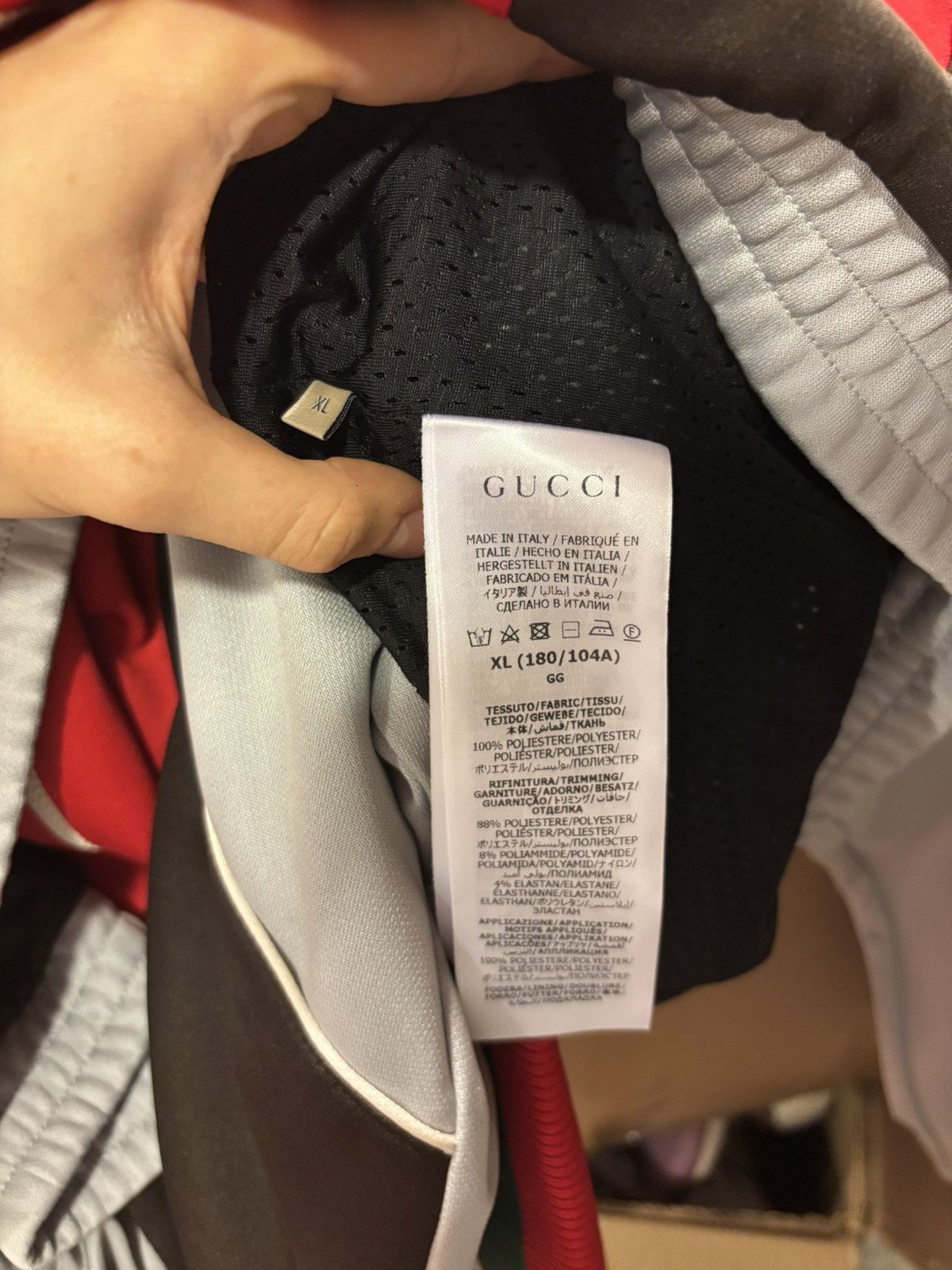 Gucci Gucci Red/Grey/Black Webbed Interlock GG Track Jacket Size US XXL / EU 58 / 5 - 6 Thumbnail