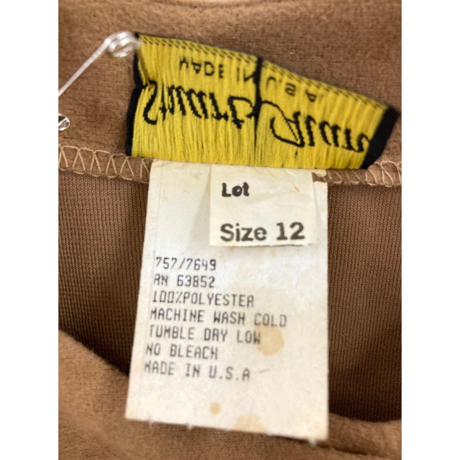 Vintage VTG Stuart Alen Dress Womens 12 Brown Polyester 1/4 Sleeve Belted Mid Length A-Line 3/4 Sleeve Crew Neck Vintage Womens Size XL / US 12-14 / IT 48-50 - 3 Thumbnail
