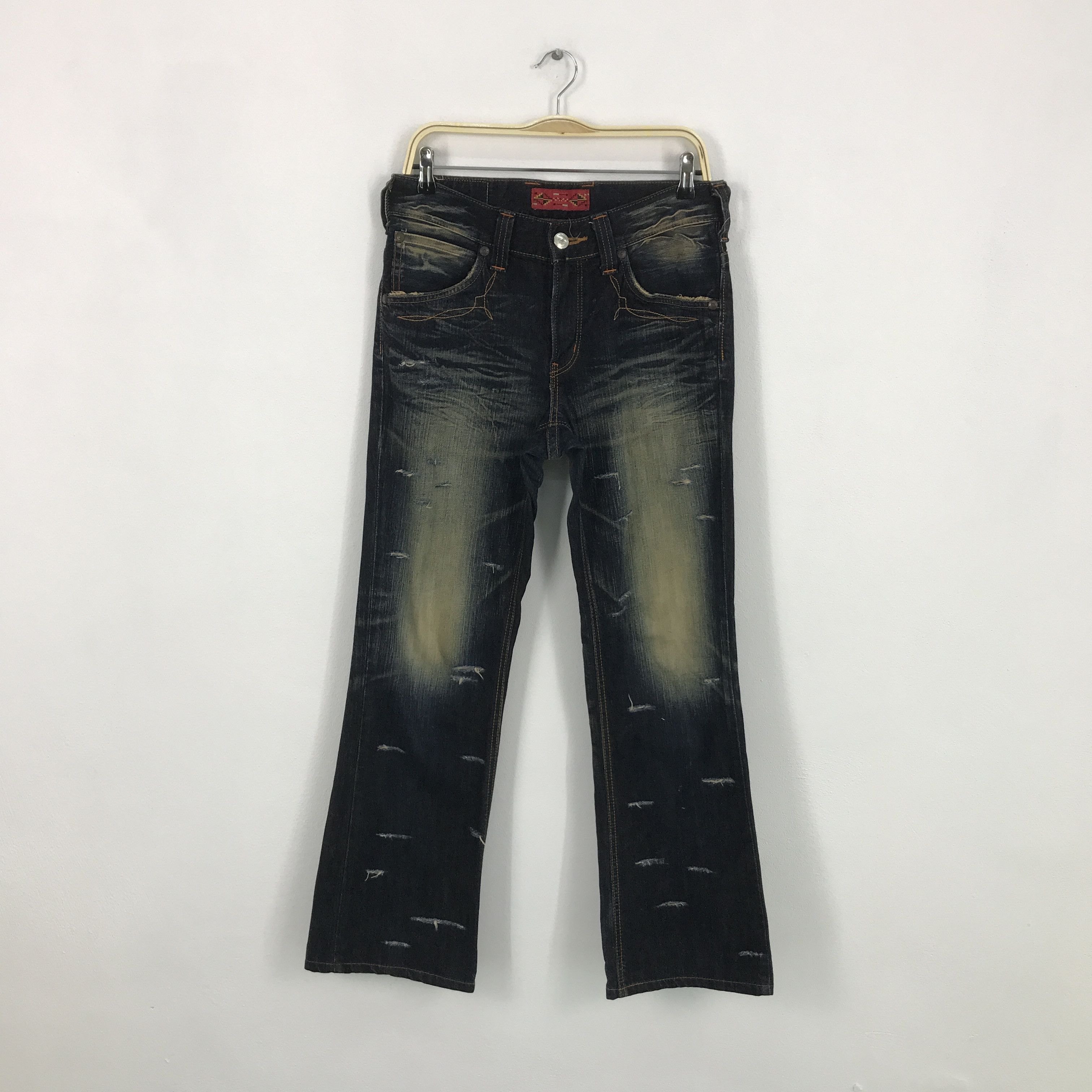 Edwin × Japanese Brand Flare Edwin Japan design Bootcut distressed denim pants Size US 30 / EU 46 - 1 Thumbnail