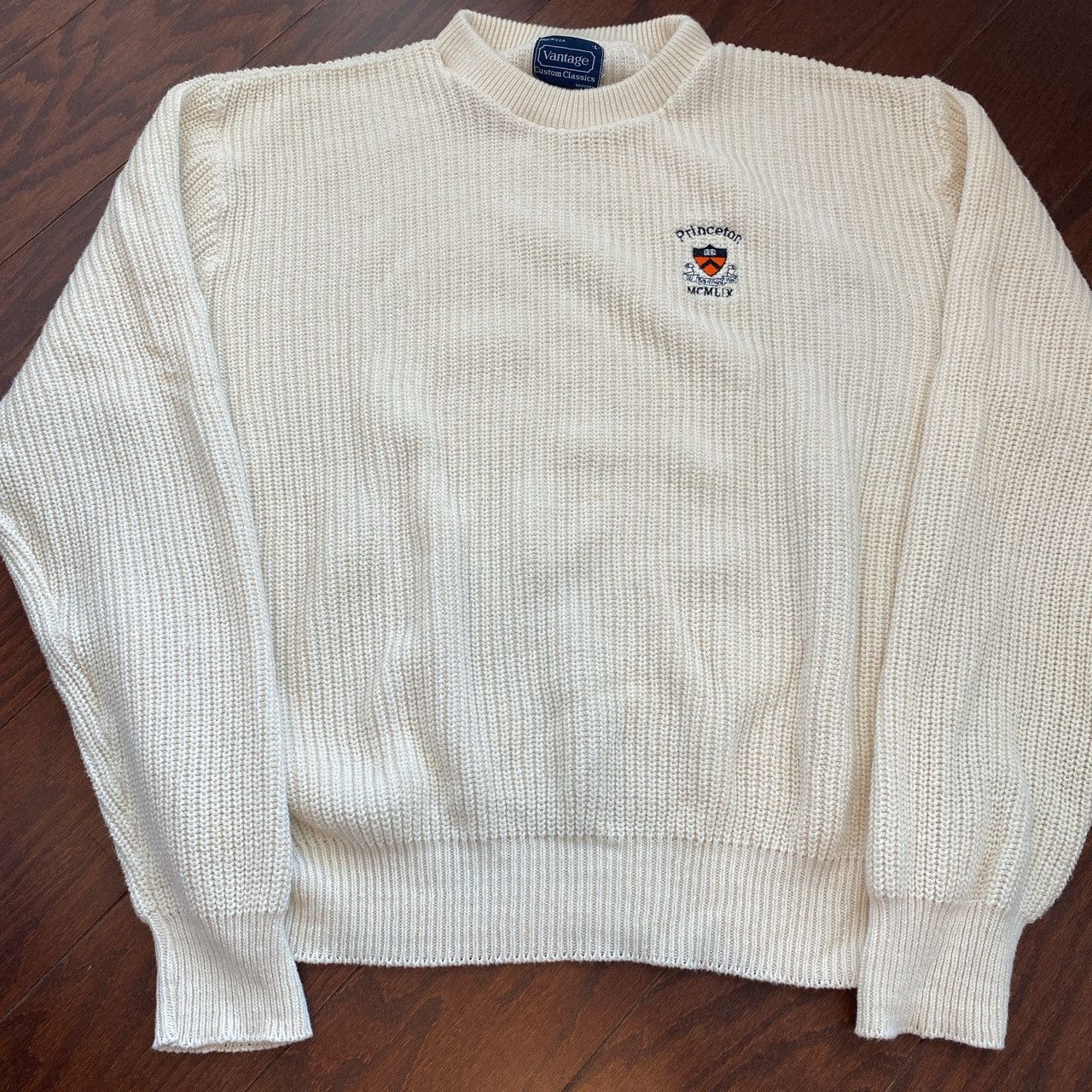 Vintage Princeton University Vintage cream knit sweater large | Grailed