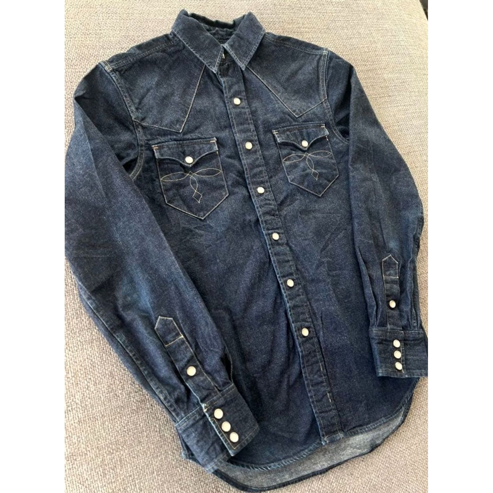 Ralph Lauren RRL RALPH LAUREN Shirt Men's XS Indigo Denim Western Solid Casual USED Size US XS / EU 42 / 0 - 4 Thumbnail