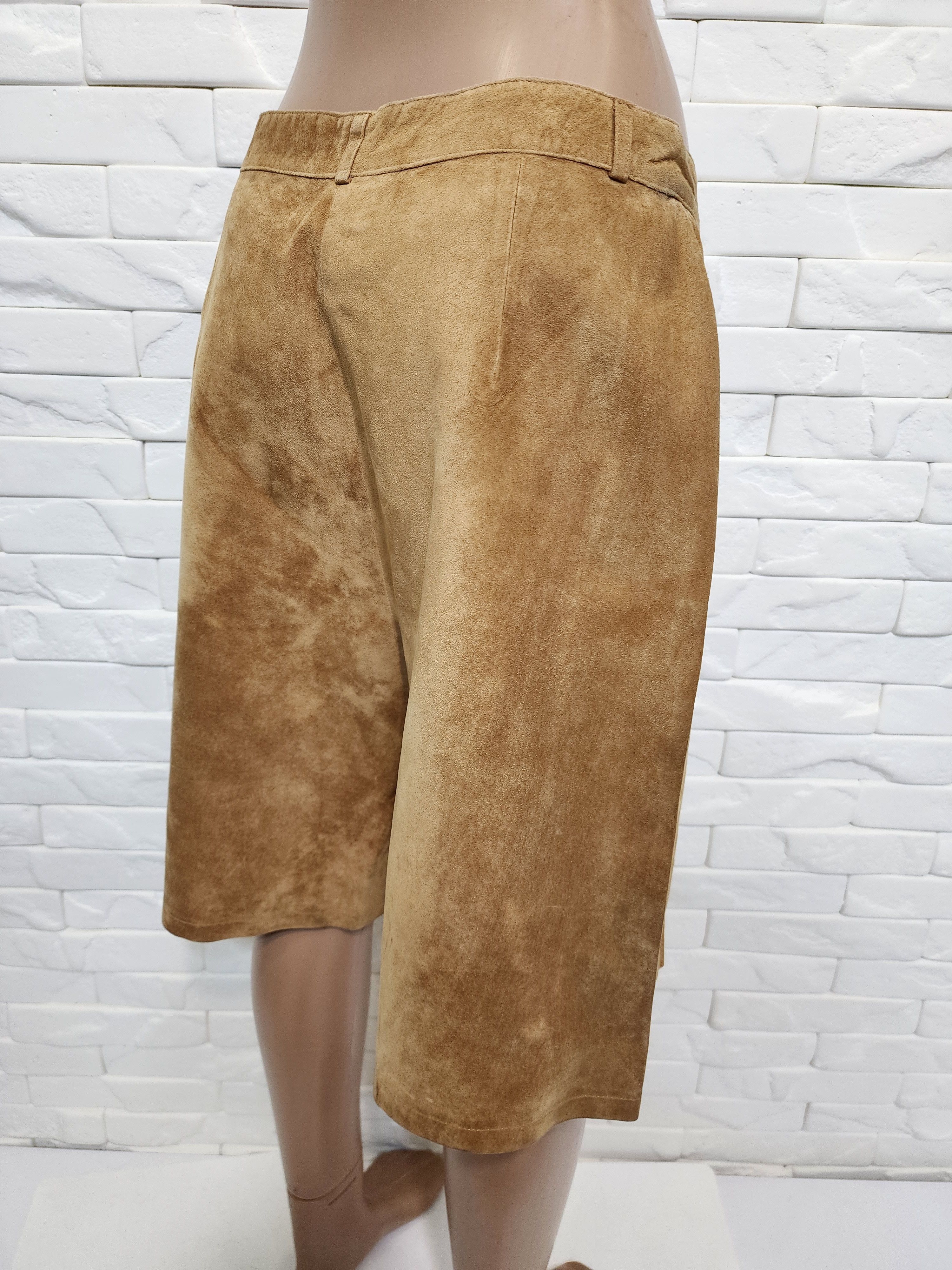 Genuine Leather Brown Leather Women's Shorts: Size 29" - 6 Thumbnail