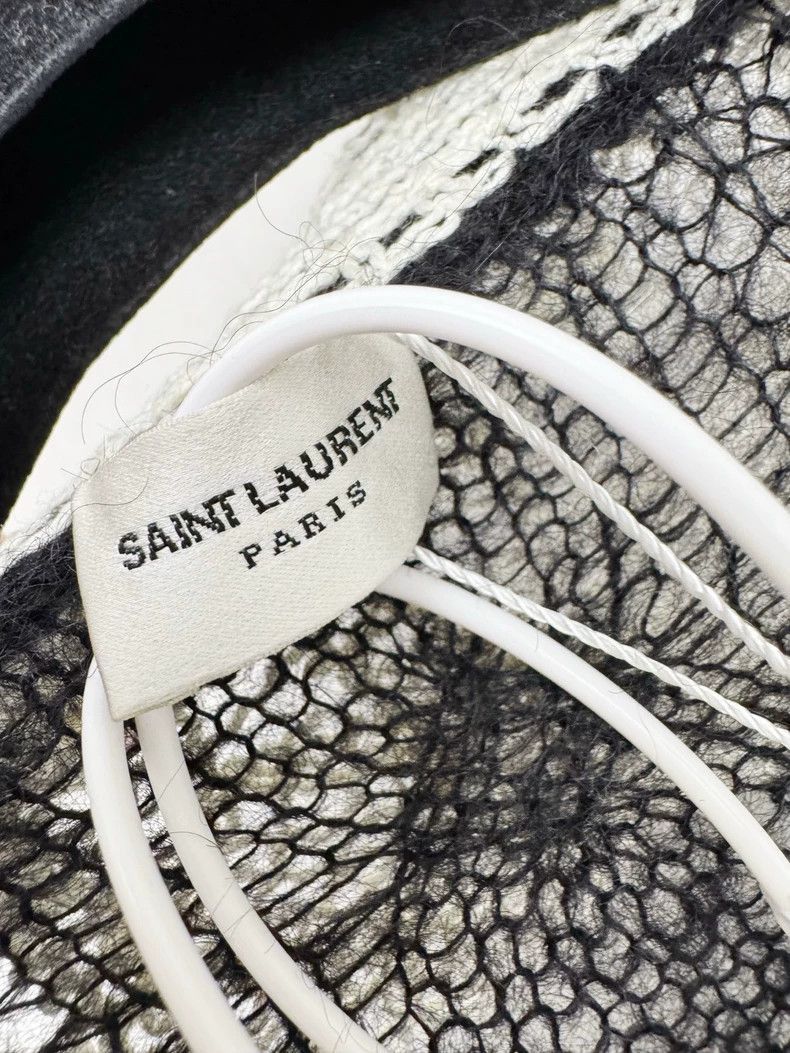 Saint Laurent Paris Saint Laurent Black Wool Cardigan with Lace Collar-2506 Size L / US 10 / IT 46 - 2 Thumbnail
