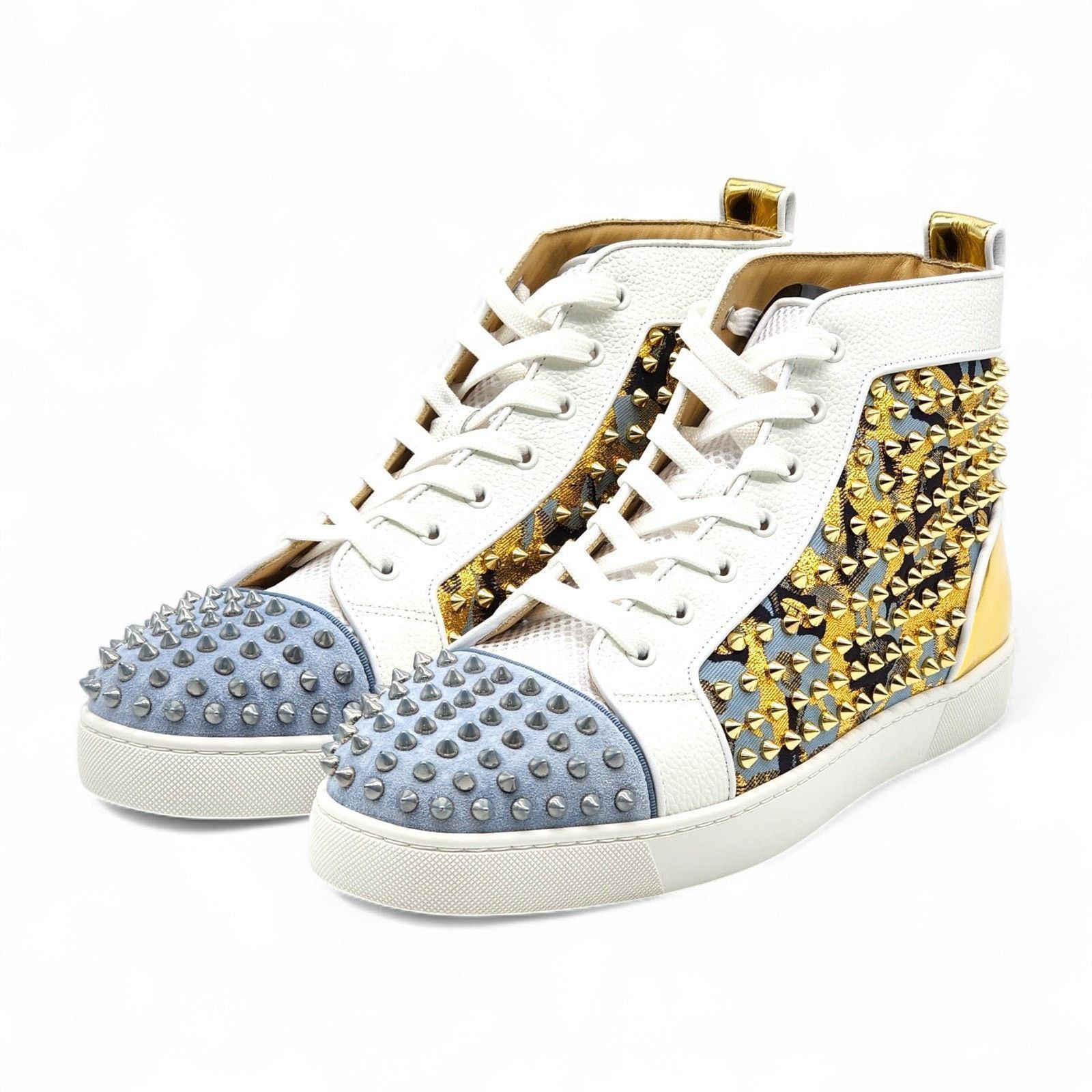 Christian Louboutin Lou Spikes Orlato high Top Sneakers Size 13 46 Christian Louboutin // Brown Lou Spikes Orlato Plaid Sneaker  main image 2