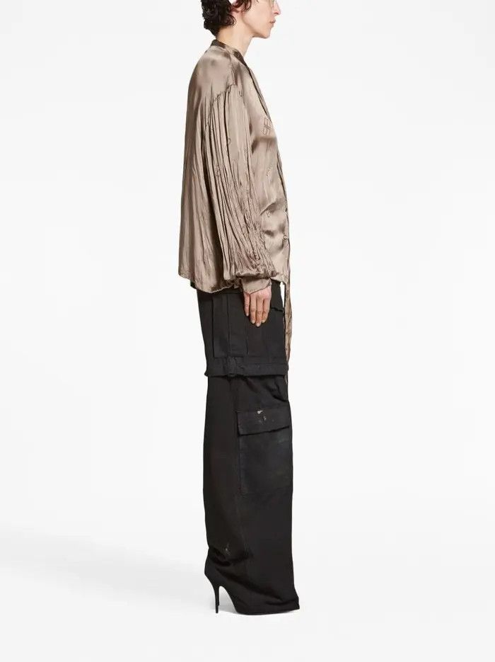 Balenciaga o1bcso1str0326 BB Paris All Over Oversized Blouse in Beige Size S / US 4 / IT 40 - 3 Thumbnail