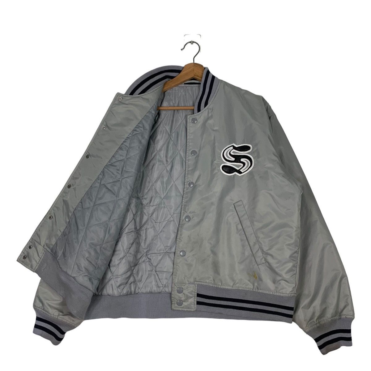 Japanese Brand HILLCROP Grey Varsity Jacket Coach Jacket #0921-C41 Size US M / EU 48-50 / 2 - 9 Thumbnail