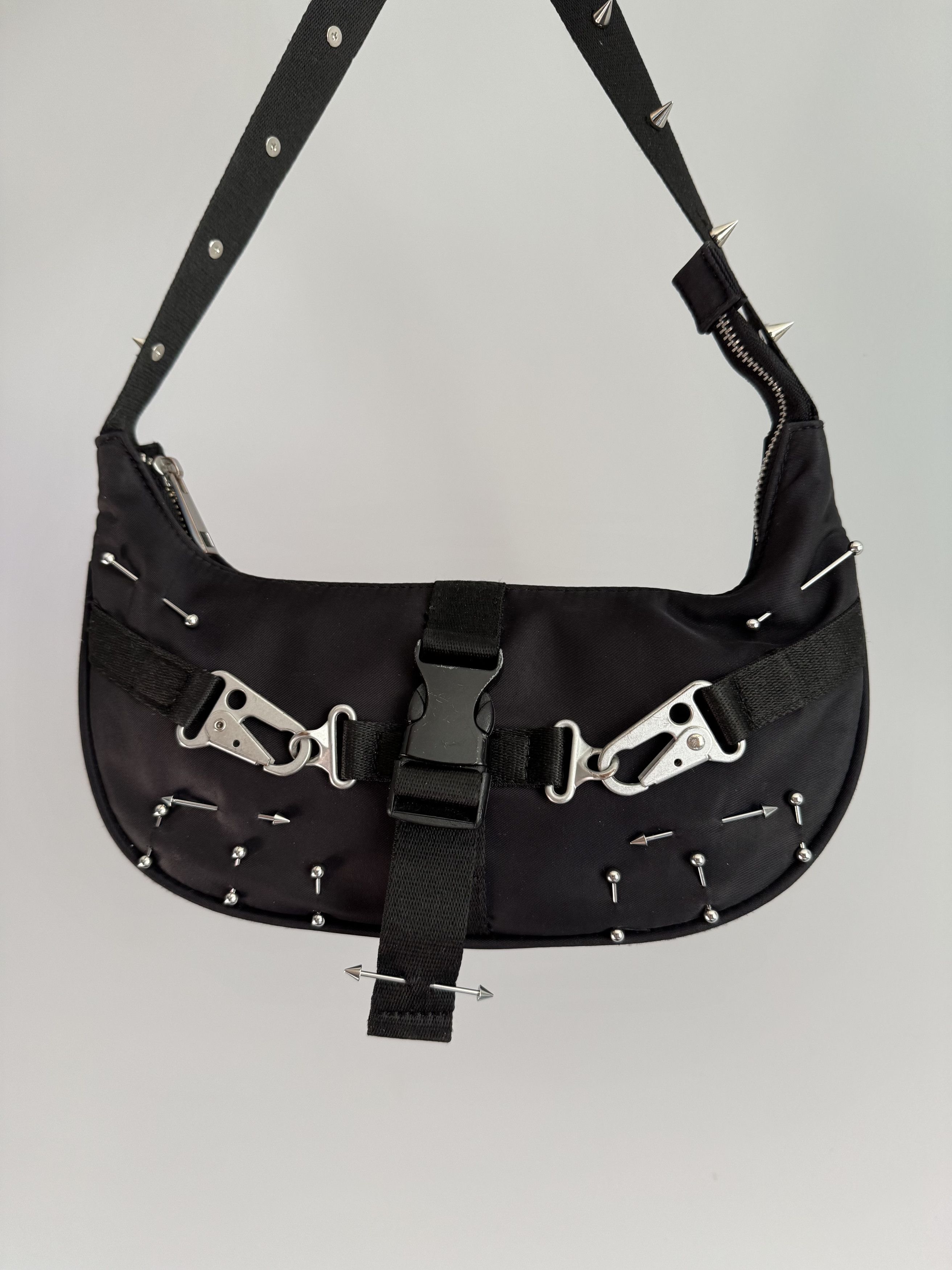 Y2K Goth Vibe Studded Carbine Vintage Crossbody Bag