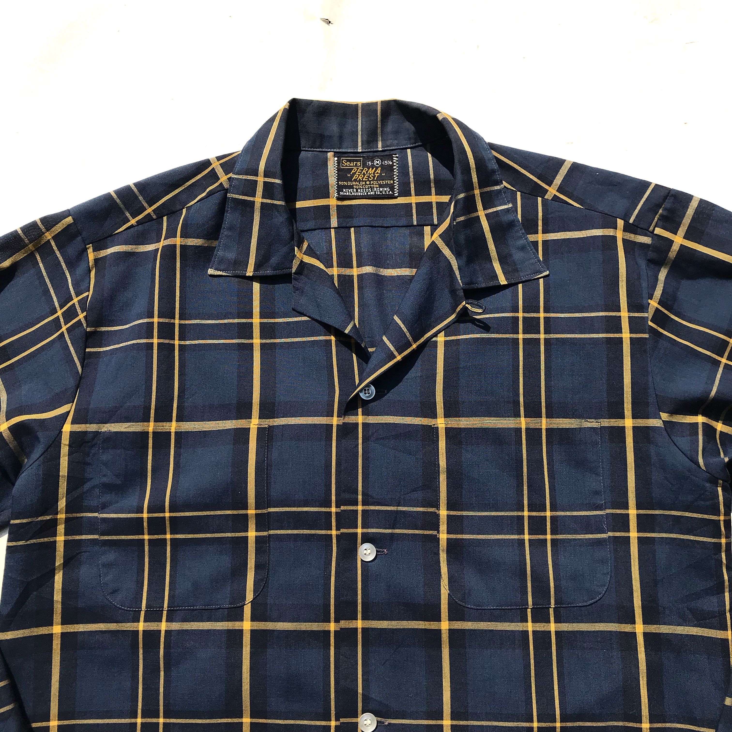 Sears × Vintage Vintage Sears Usa Perma-Prest Windowpane Shirt never need Size US M / EU 48-50 / 2 - 8 Thumbnail