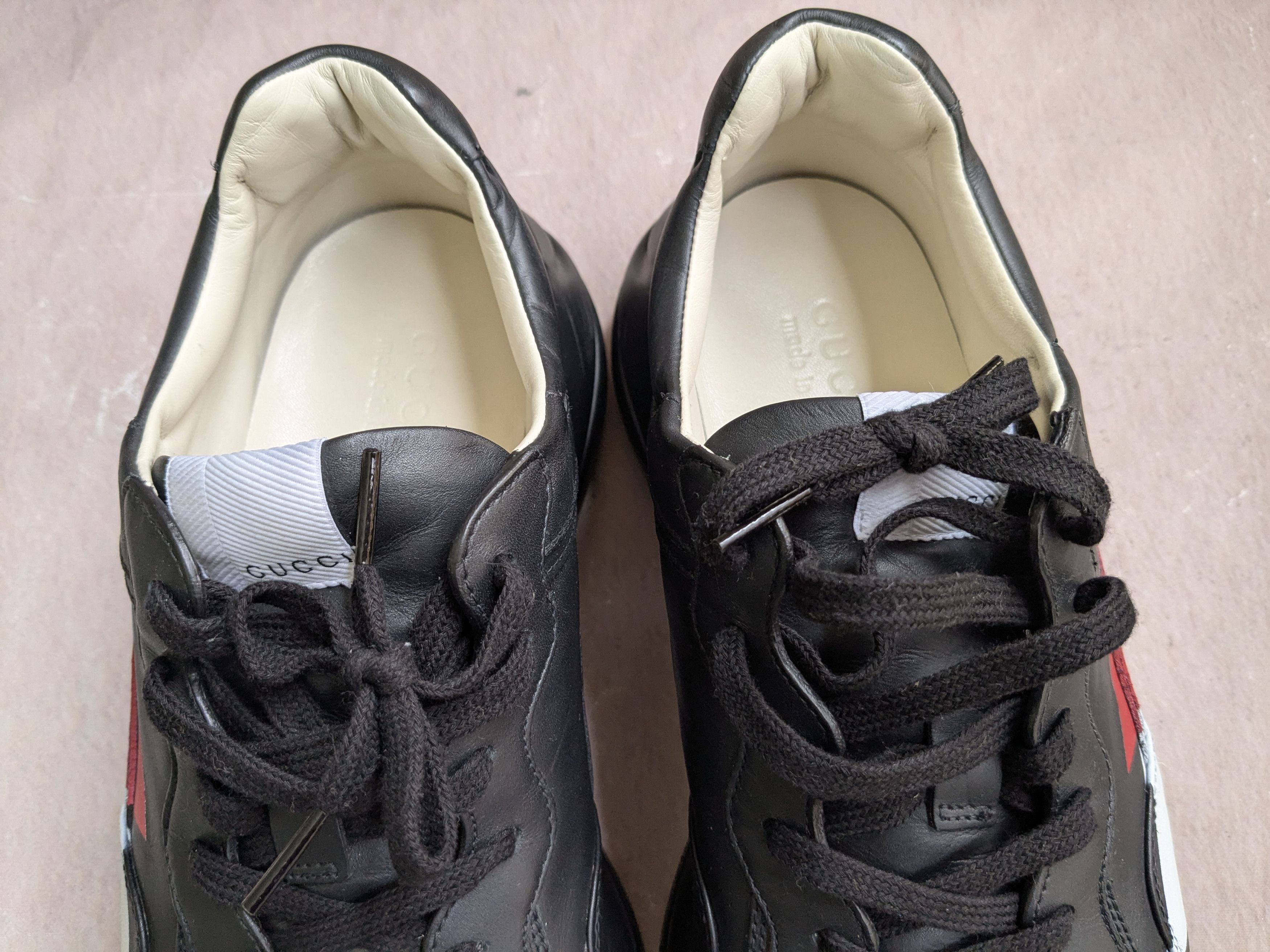 Gucci Gucci Rython Sneakers 523535 Web Print Black Leather Size US 9.5 / EU 42-43 - 4 Thumbnail