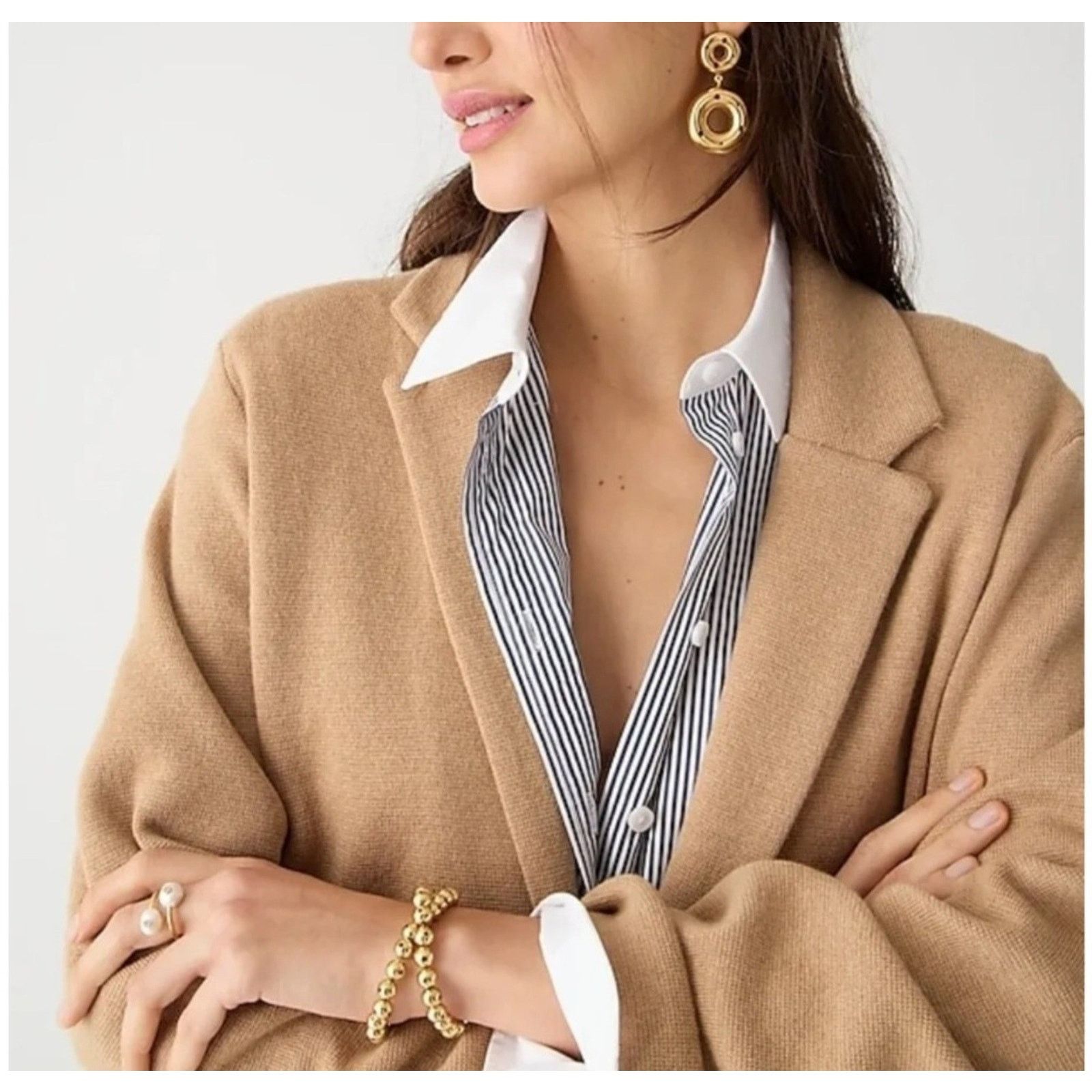 J.Crew J Crew Cecile Relaxed Knit Blazer One-Button Camel XL Size XL / US 12-14 / IT 48-50 - 2 Thumbnail