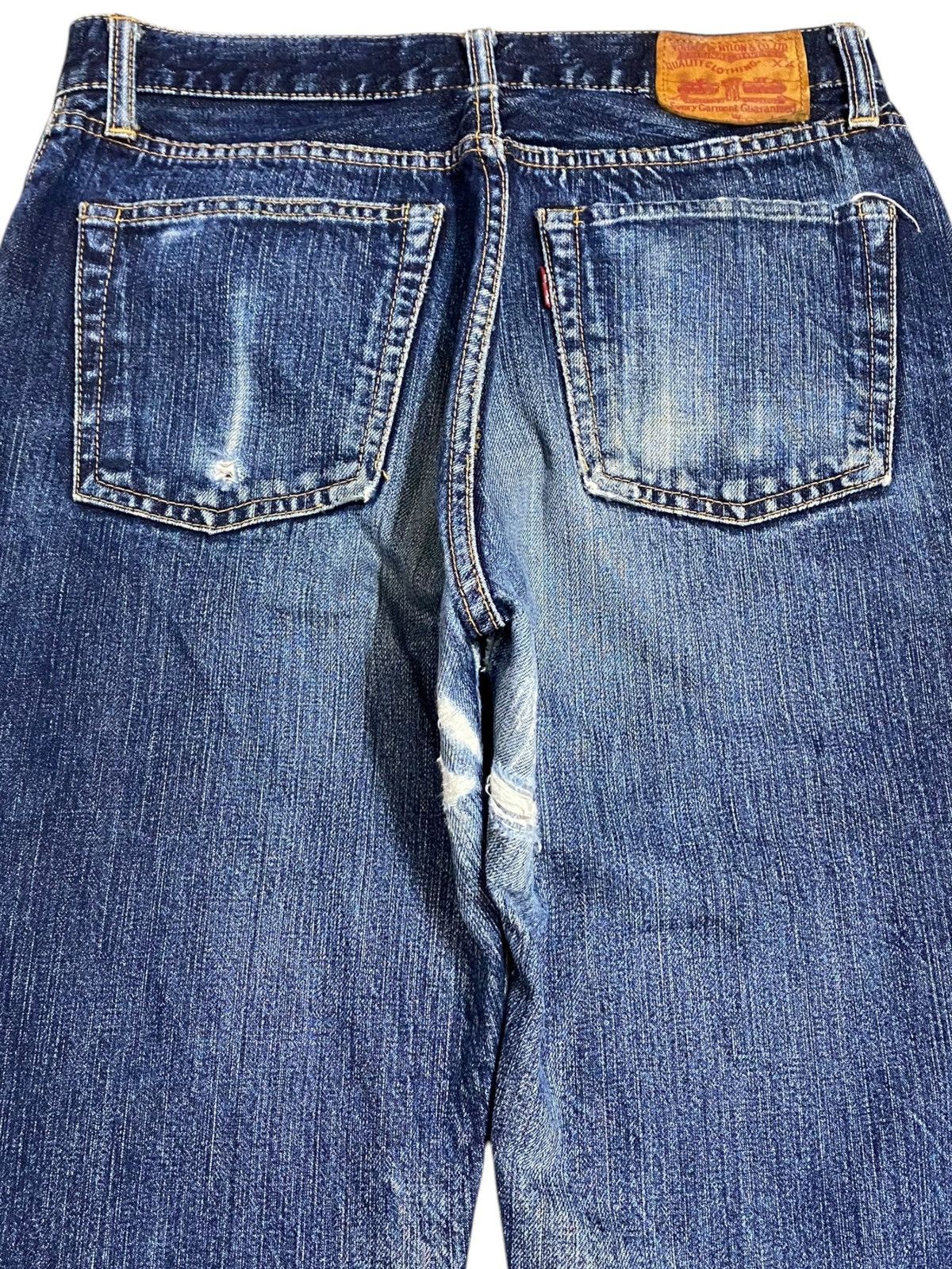 Japanese Brand Vintage Nylon Blue Wash Distressed Loose Jeans Size US 29 - 4 Thumbnail
