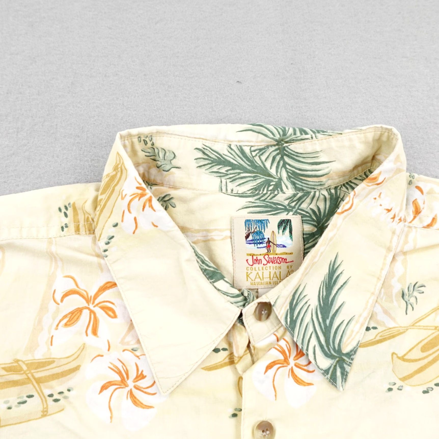 Vintage VINTAGE Kahala Shirt Mens 2XL Beige Hawaiian John Severson Palm Tree Aloha Camp Island Shirt Size US XXL / EU 58 / 5 - 2 Thumbnail