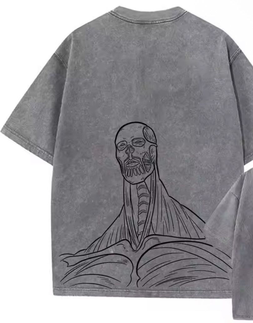 Japanese Brand Street Y2K Skeleton Hero Print Washed Short Sleeve T-Shirt Size US M / EU 48-50 / 2 - 2 Thumbnail